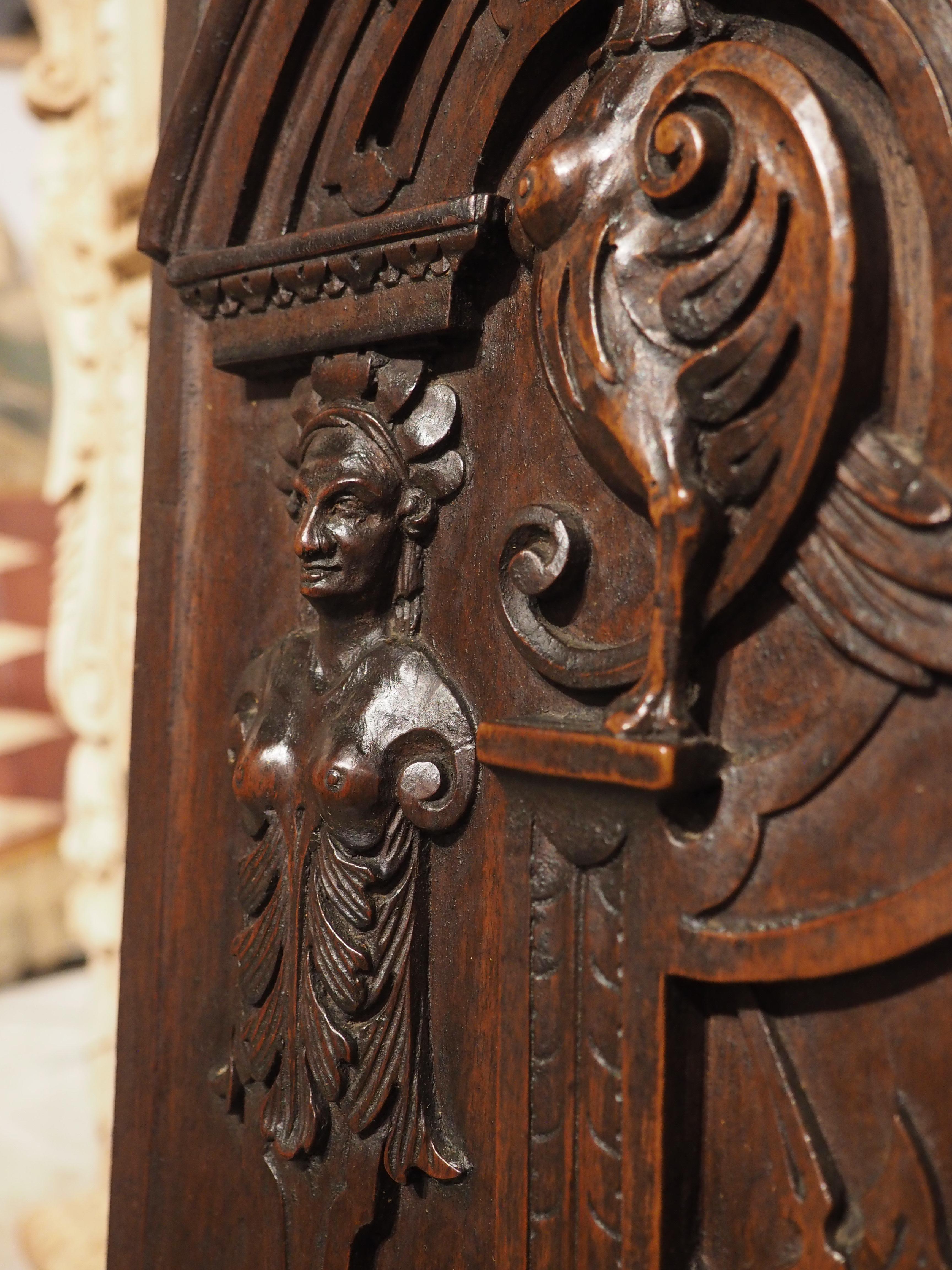 19th Century French Bas Relief Panel in Carved Walnut Wood For Sale 1