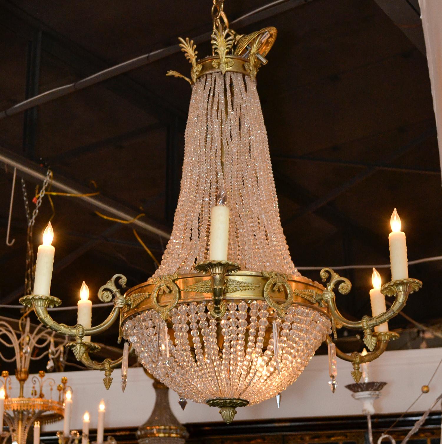 Bronze 19th Century French Basket Chandelier