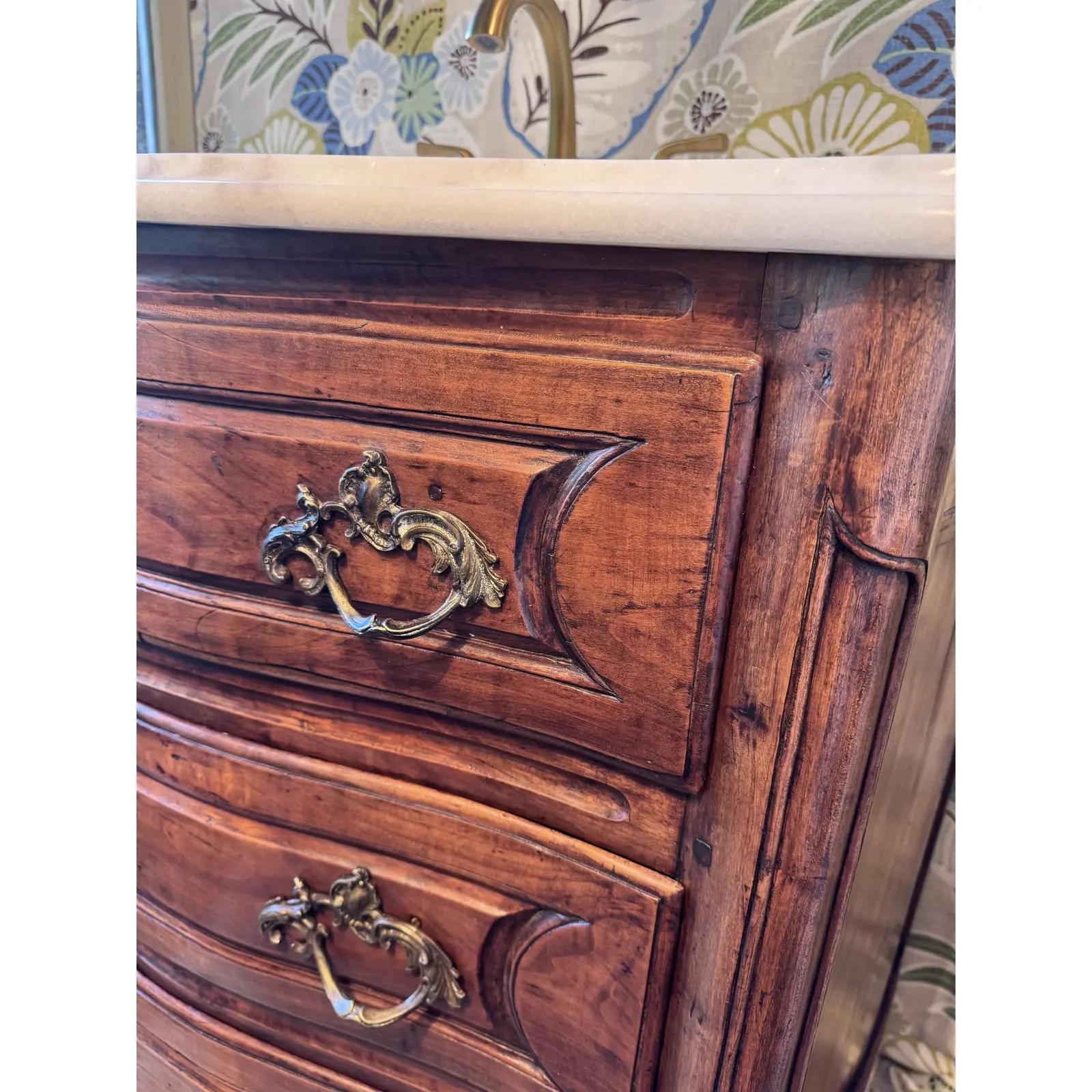 19th Century French Bath Vanity With Sink In Good Condition For Sale In Nashville, TN