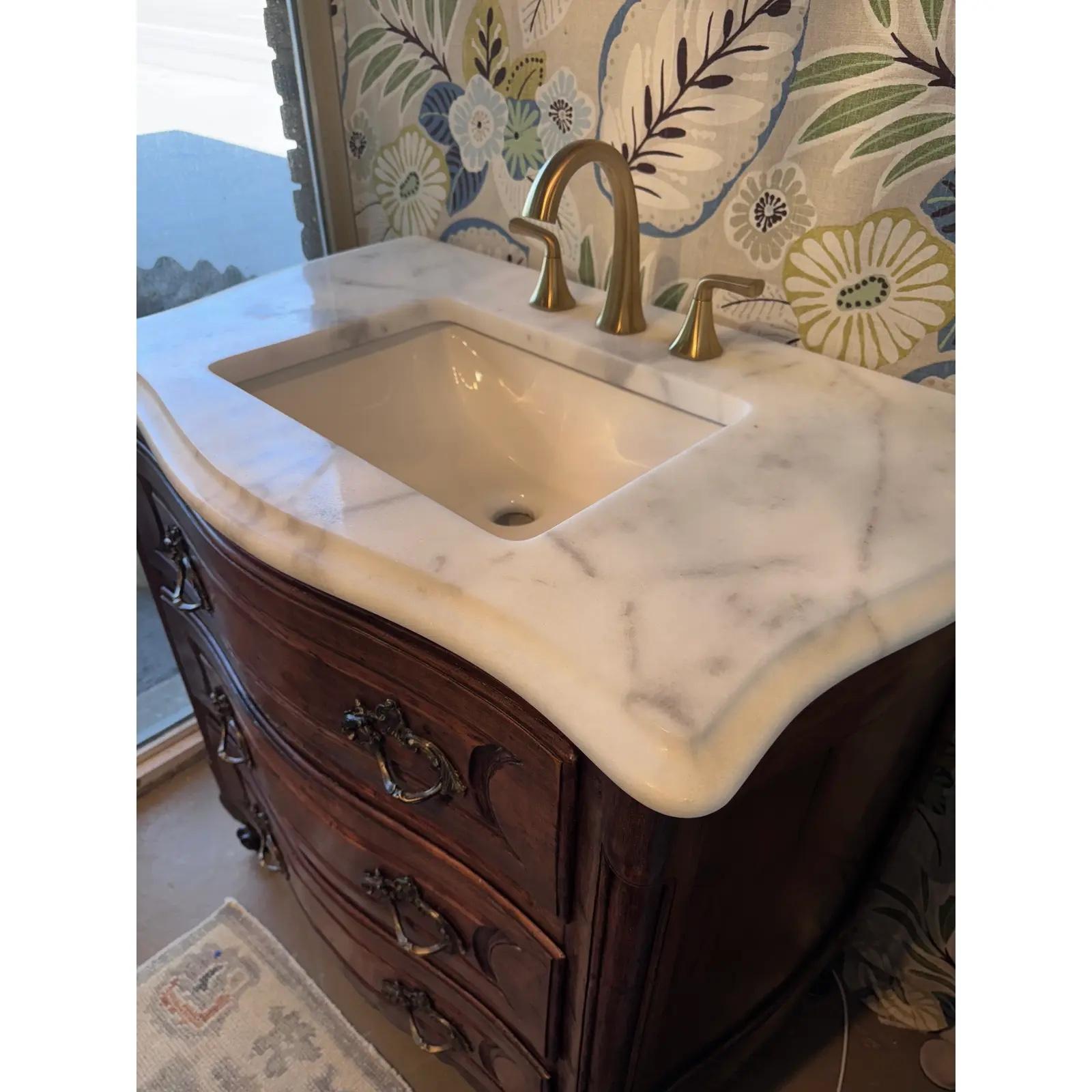 19th Century French Bath Vanity With Sink For Sale 2
