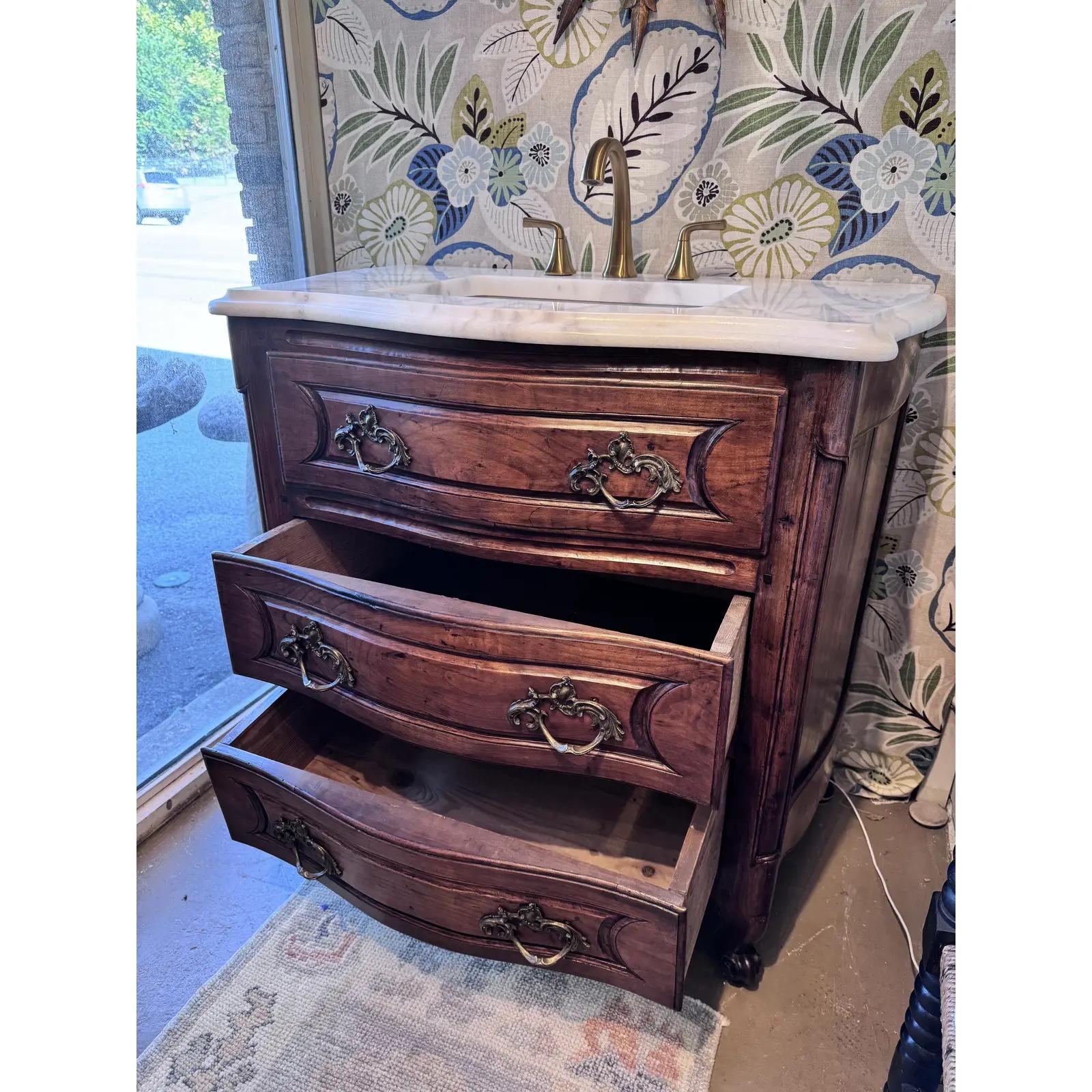 19th Century French Bath Vanity With Sink For Sale 3