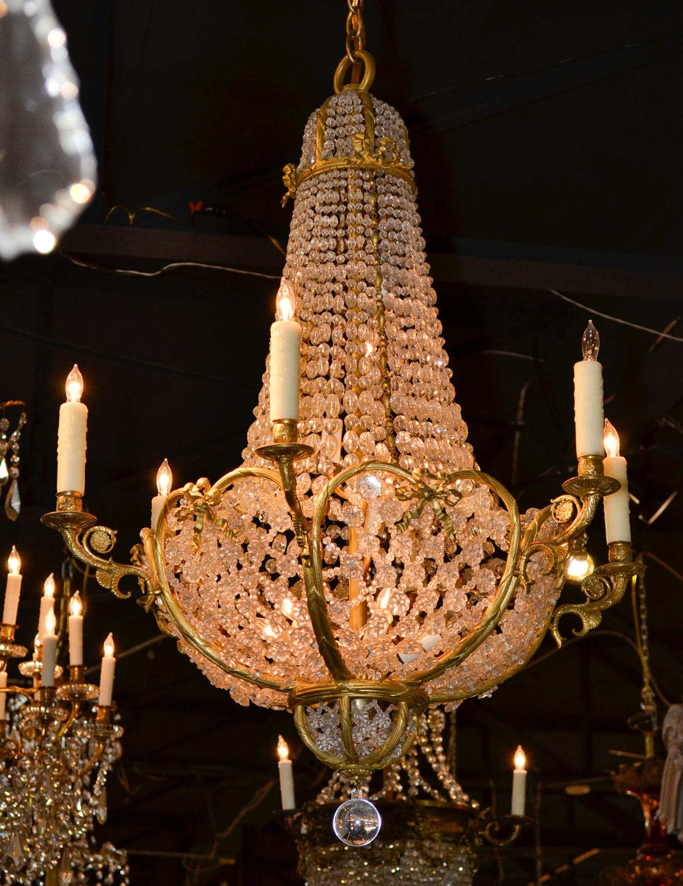 19th Century French Beaded Crystal Chandelier 1