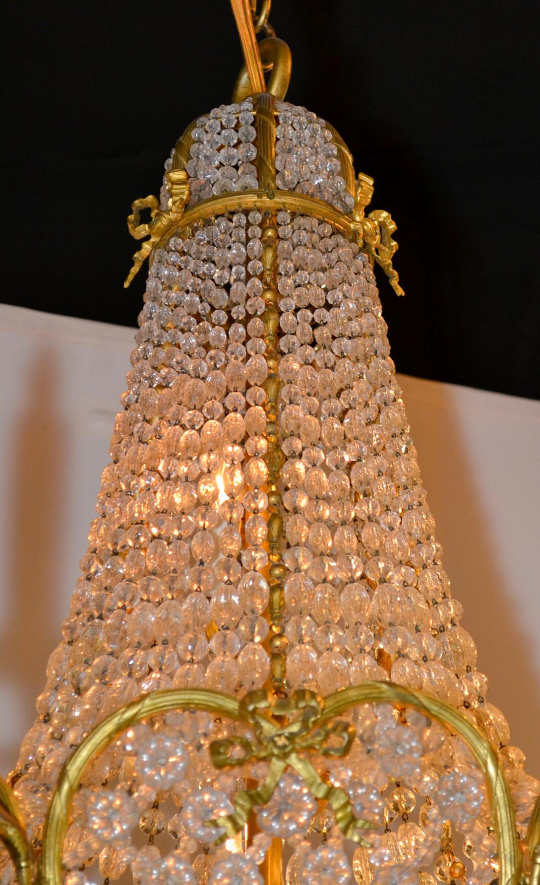 19th Century French Beaded Crystal Chandelier 2