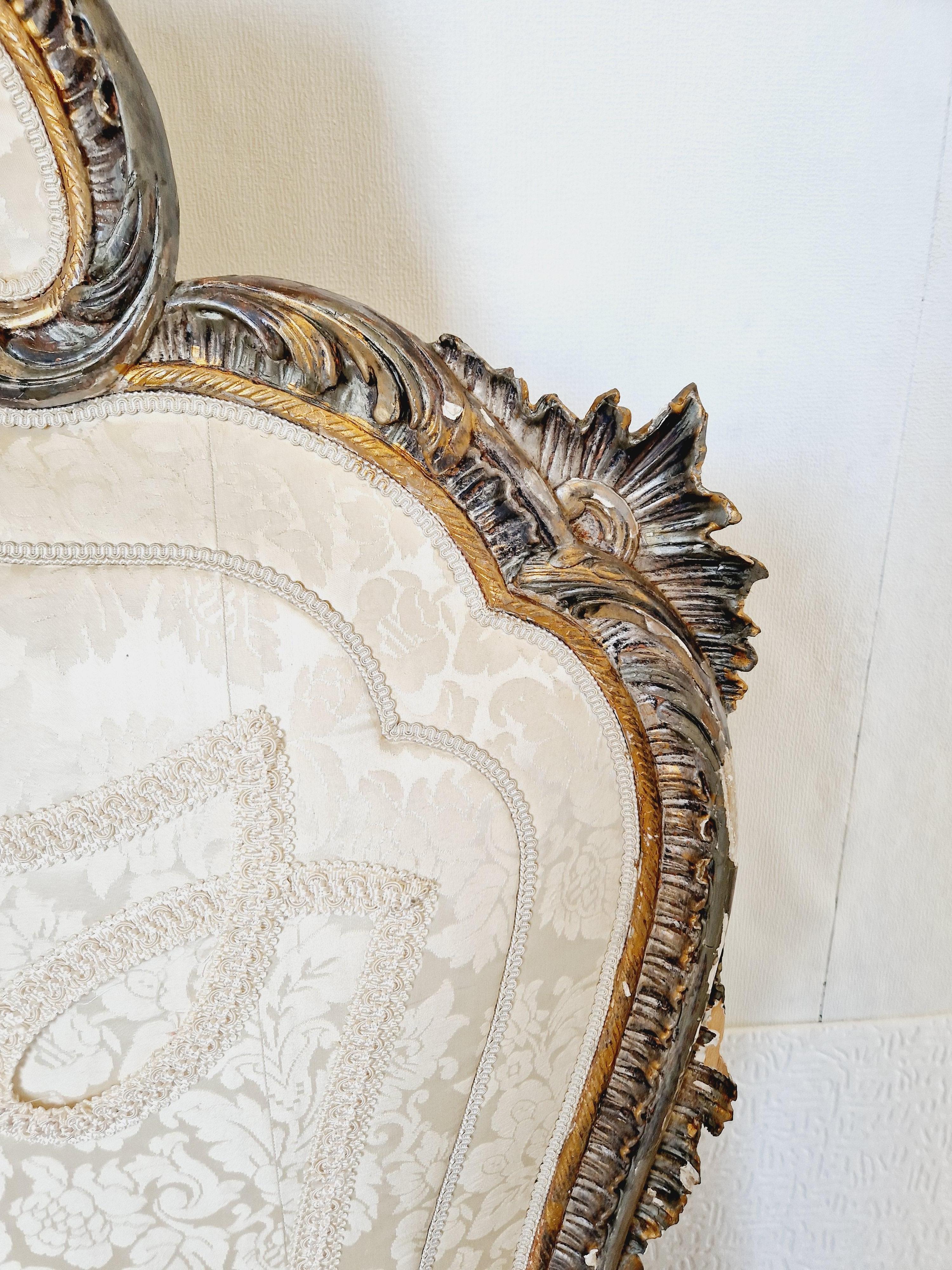 Französisches Bett im venezianischen Stil des 19. Jahrhunderts, selten (Vergoldetes Holz)