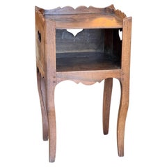 19th Century French Beech and Walnut Side Table With Heart Cutouts