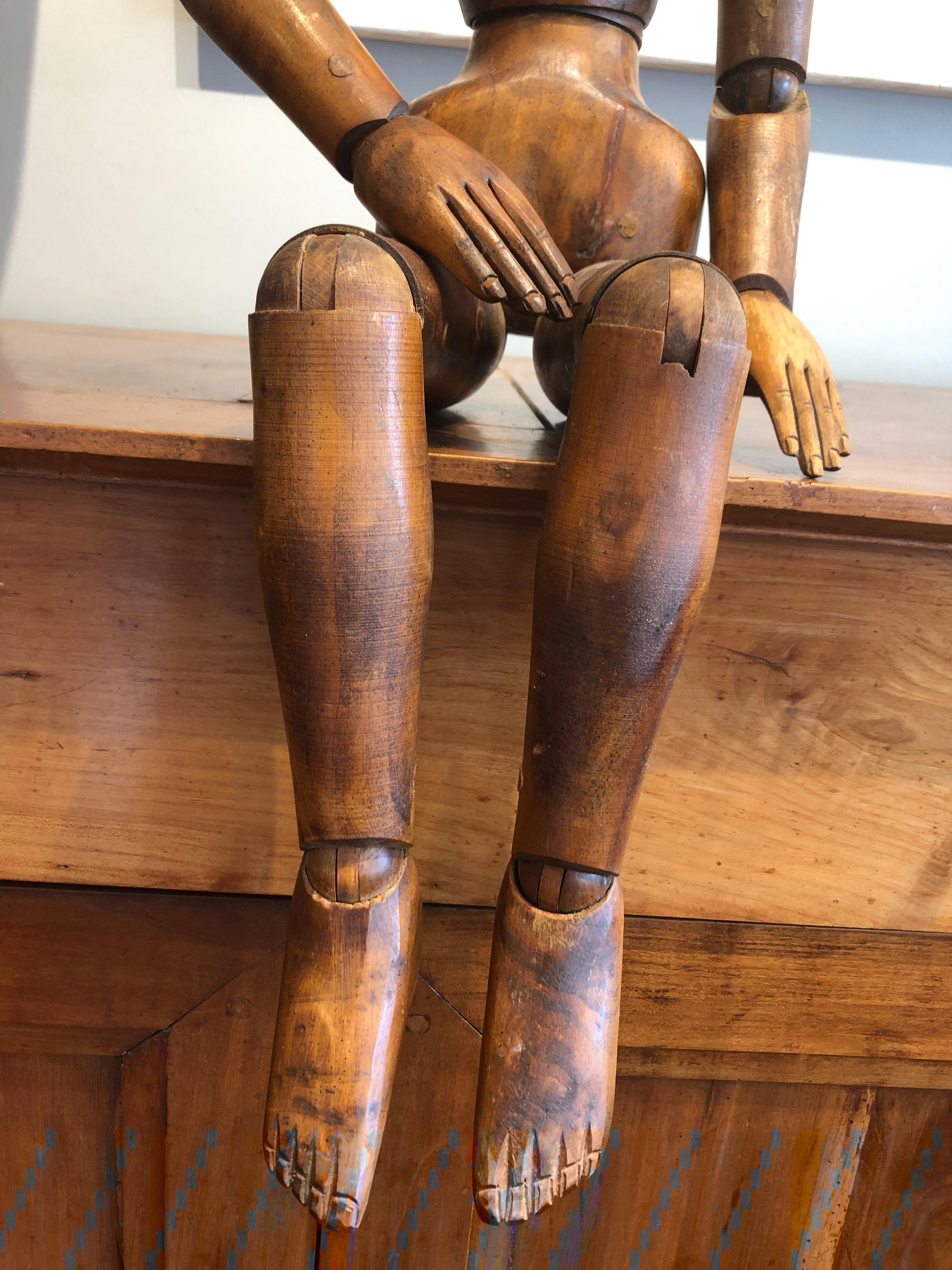19th Century French Beechwood Artists Mannequin 1