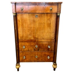Scrivania francese Beidermeier del 19° secolo con ante a ribalta, tavolo da scrittura per segretario