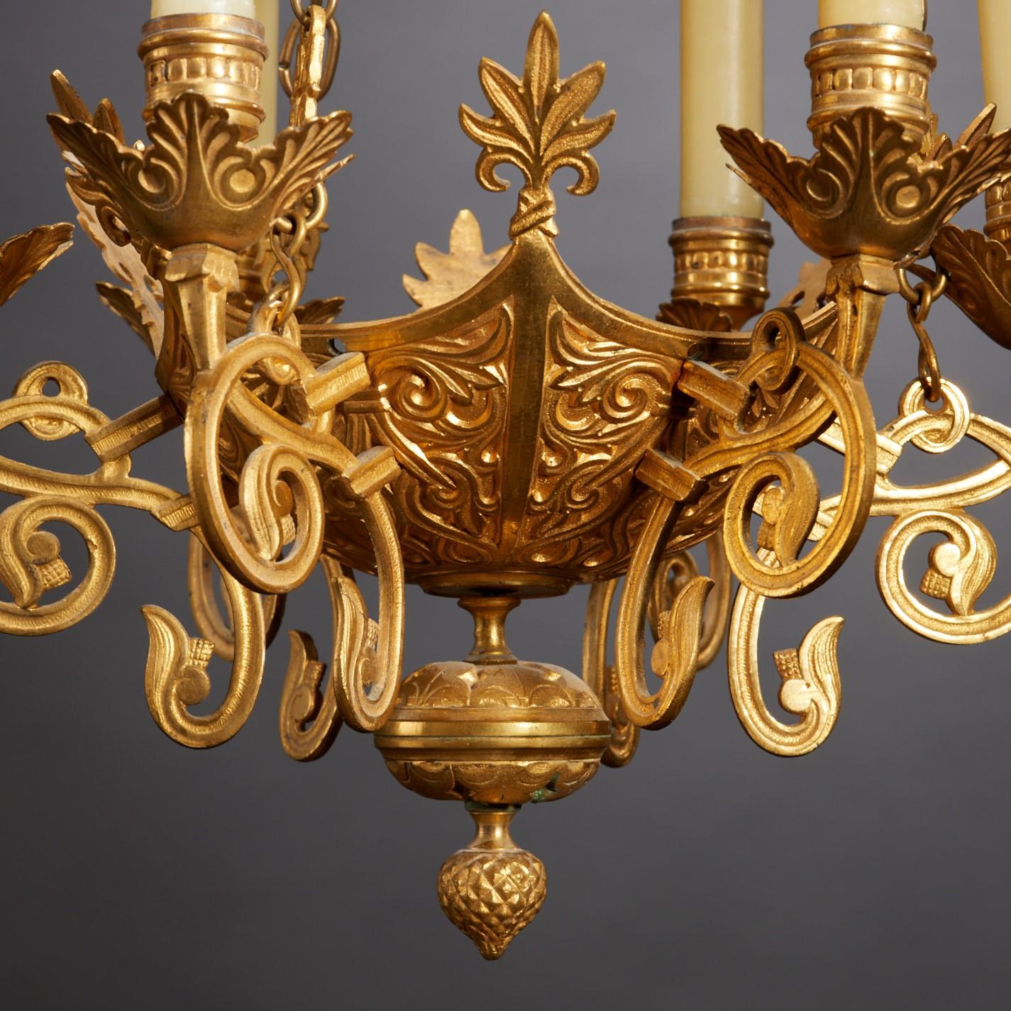 Lampadario a 6 bracci francese Belle Époque del XIX secolo in vendita 1