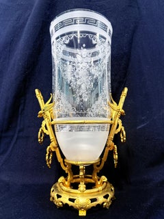 Vaso giapponese Belle Époque francese del XIX secolo in bronzo e vetro acidato