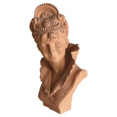 19th Century French Belle Epoque Bust - Antique Parisian Terra Cotta Sculpture