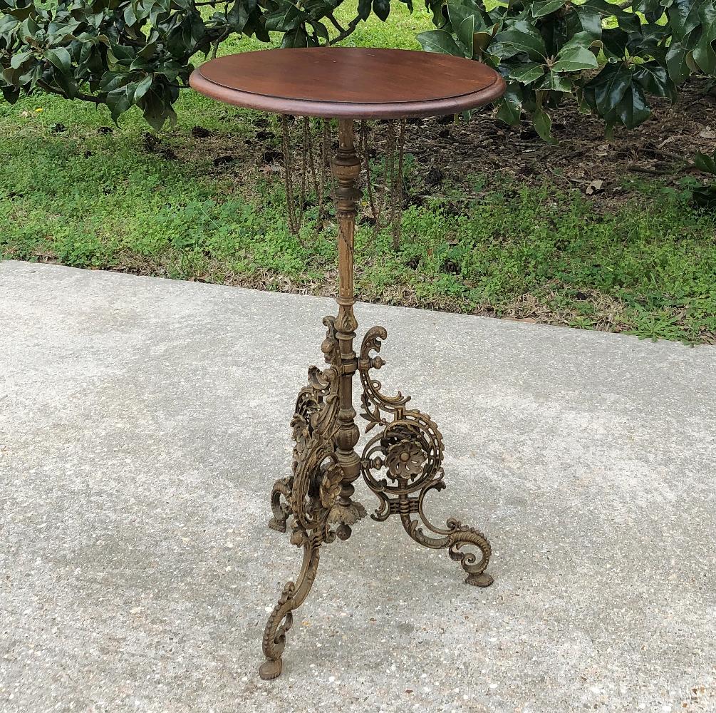 Hand-Crafted 19th Century French Belle Époque Cafe Table with Painted Cast Iron Base