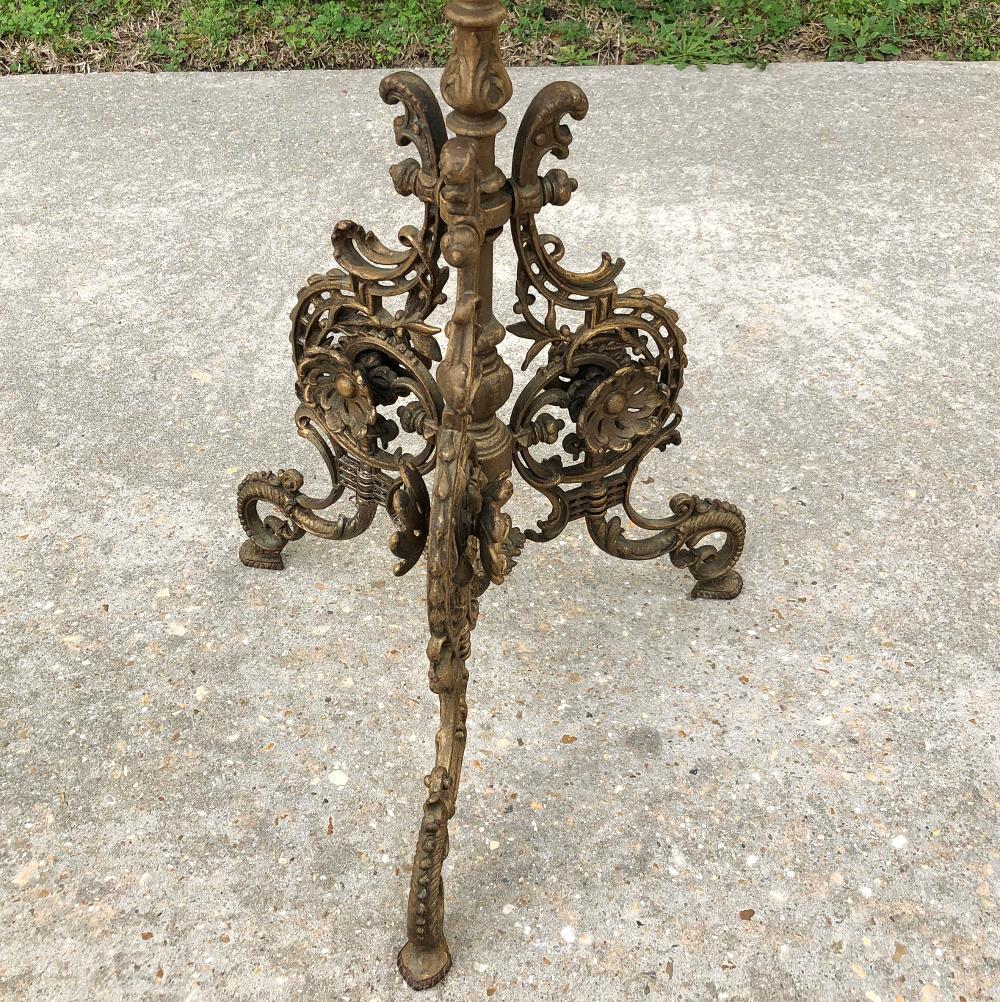 19th Century French Belle Époque Cafe Table with Painted Cast Iron Base In Good Condition In Dallas, TX