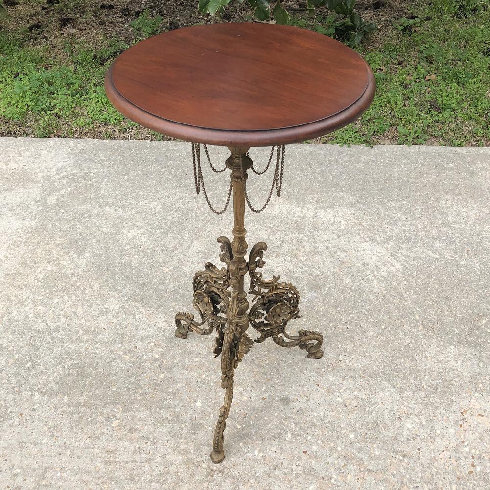 19th Century French Belle Époque Cafe Table with Painted Cast Iron Base 1