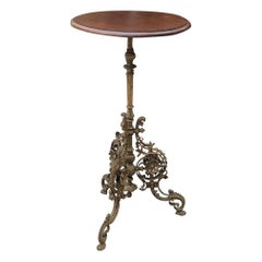 19th Century French Belle Époque Cafe Table with Painted Cast Iron Base