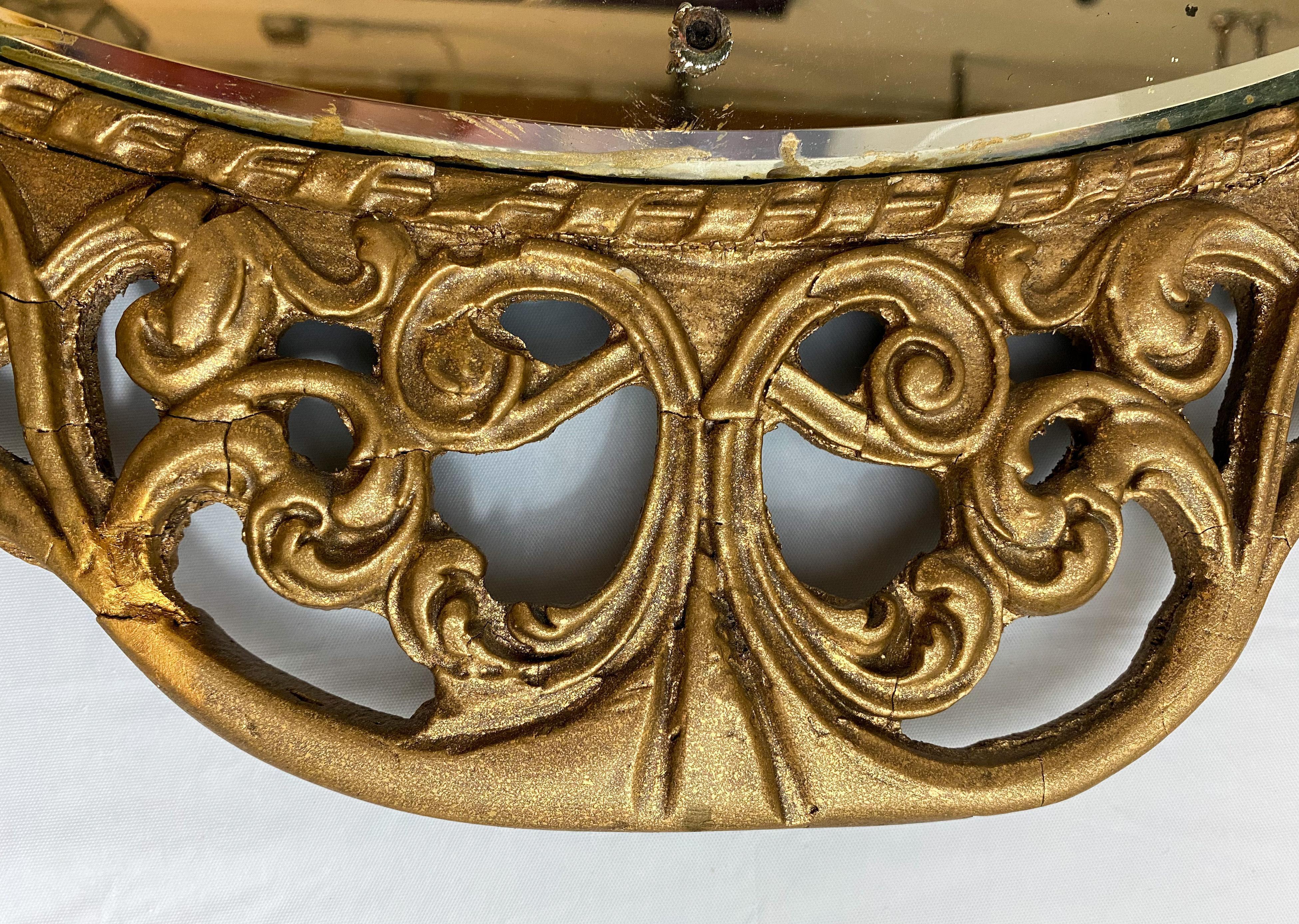 19. Jahrhundert Französisch Belle Epoque vergoldet kreisförmigen geätzten Glasspiegel  im Angebot 1