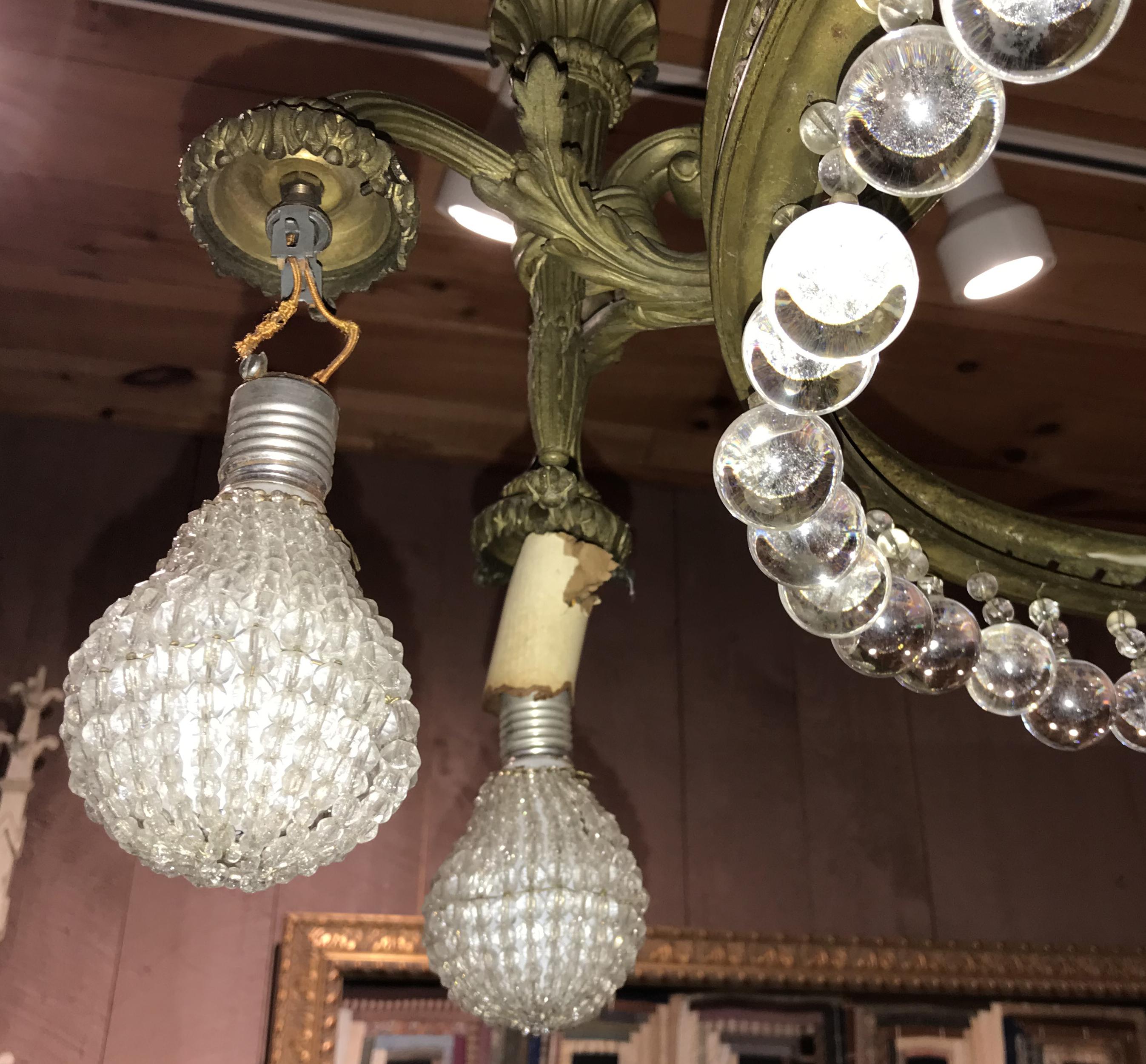Francese Lampadario in bronzo dorato French Belle Epoque del XIX secolo in vendita