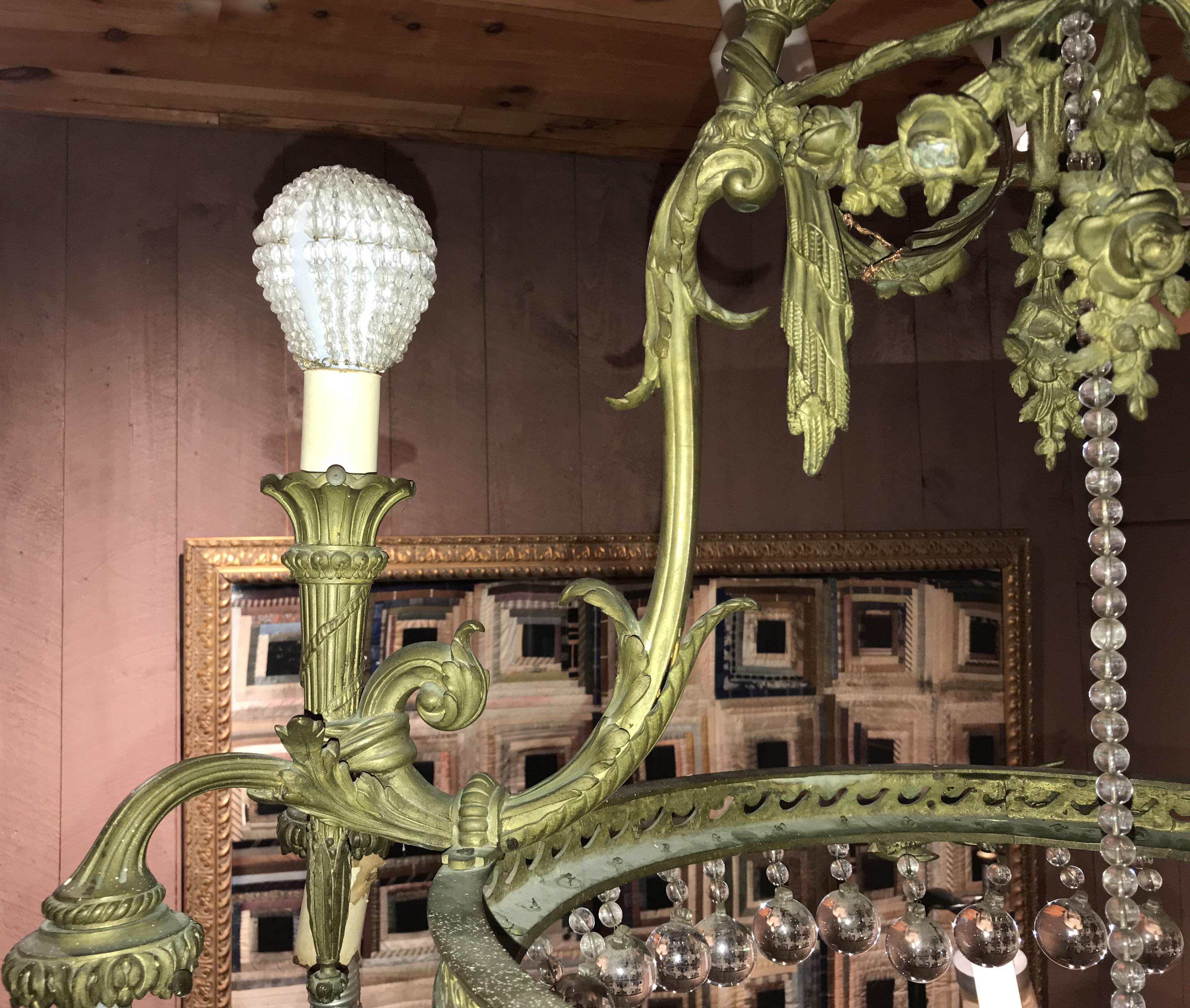 19th Century French Belle Epoque Gilt Bronze Chandelier For Sale 4