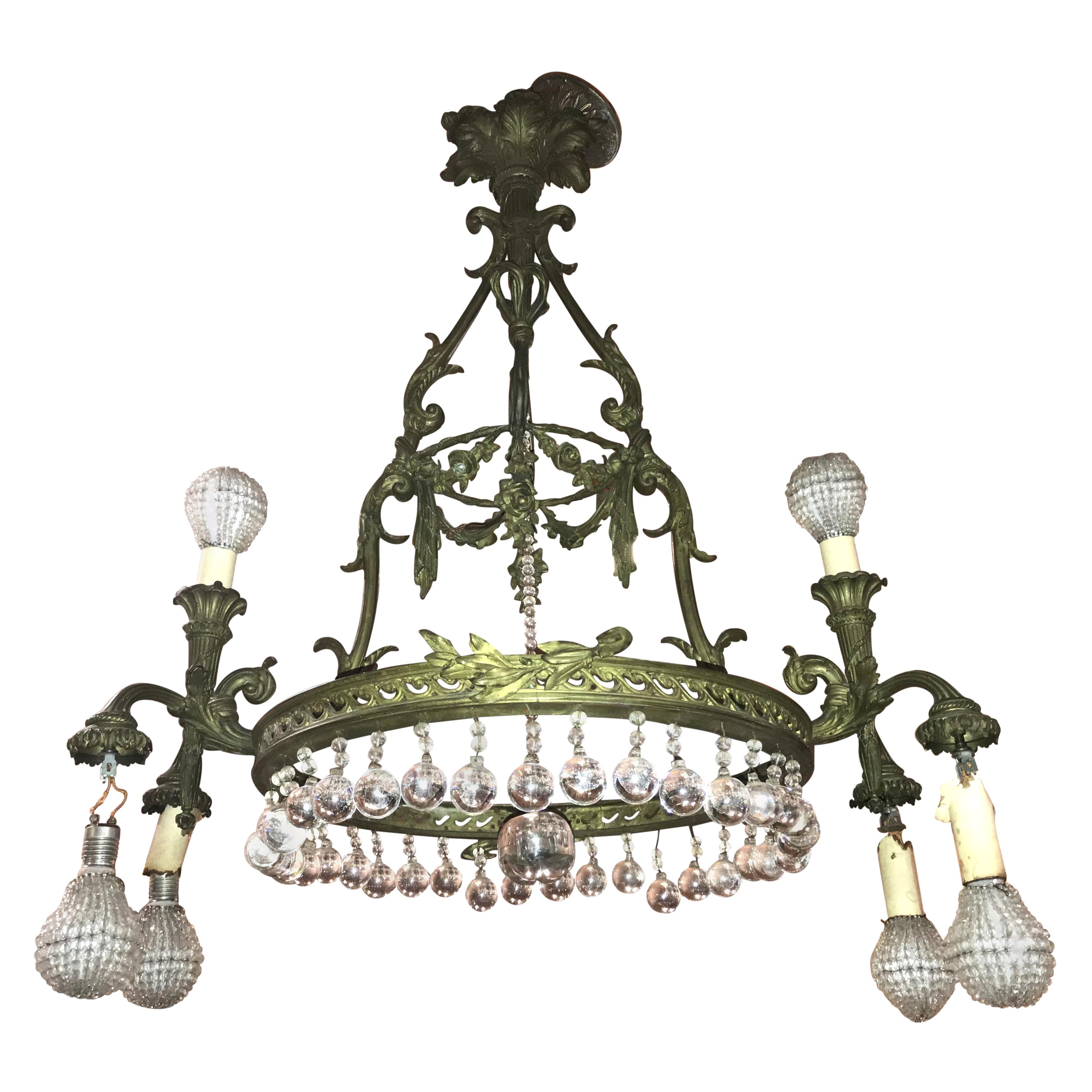 Lustre en bronze doré French Belle Epoque du 19ème siècle