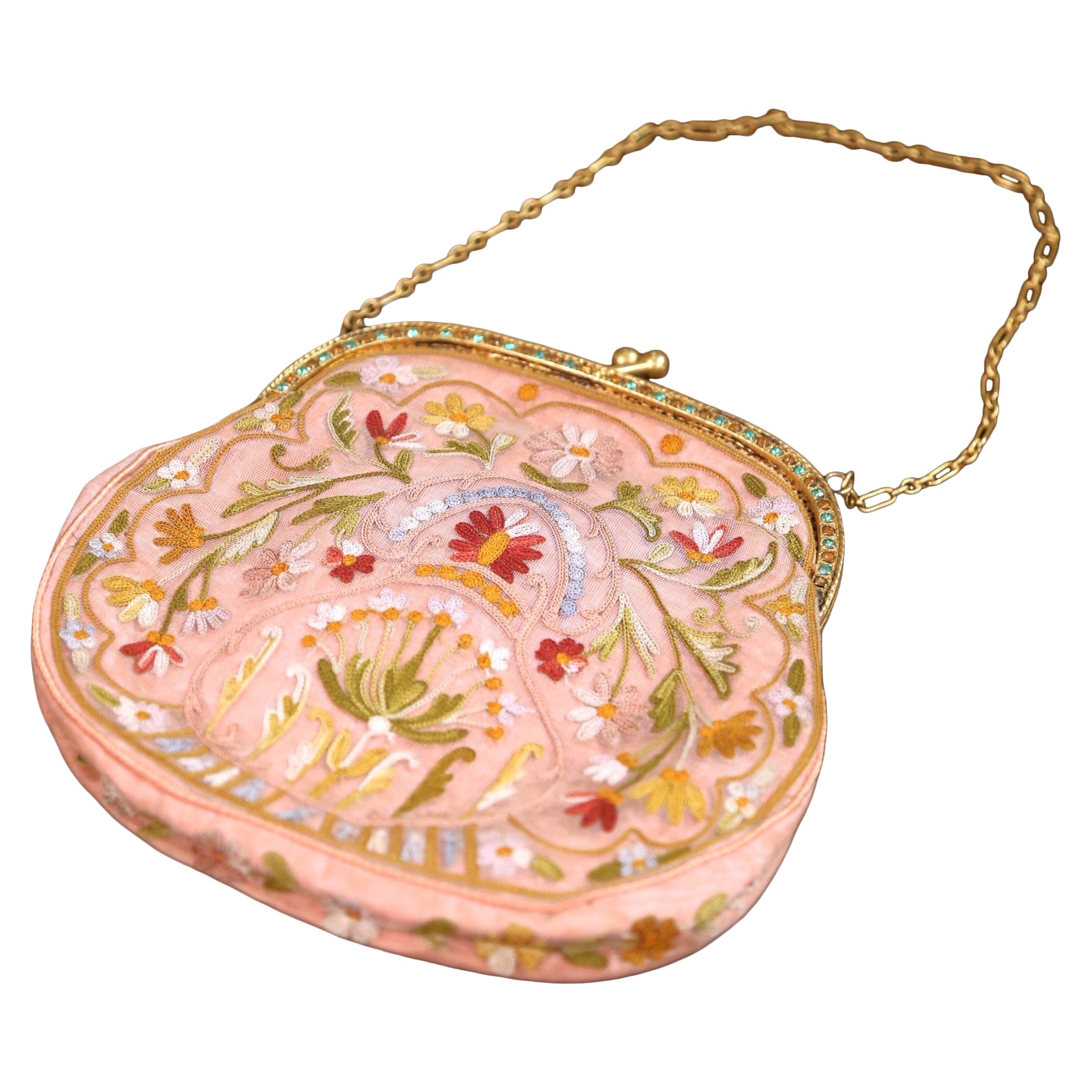 19th Century French Belle Époque Ladies Purse with Brass Chain Handle