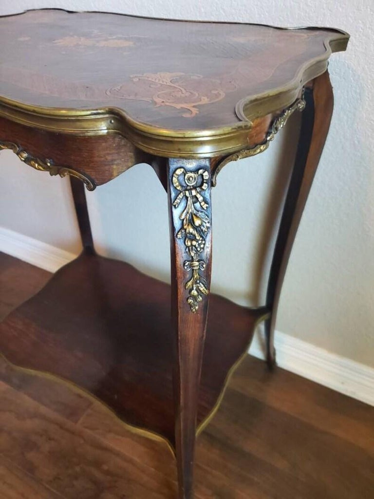 19th Century French Belle Époque Period Marquetry Tiered Table For Sale 3