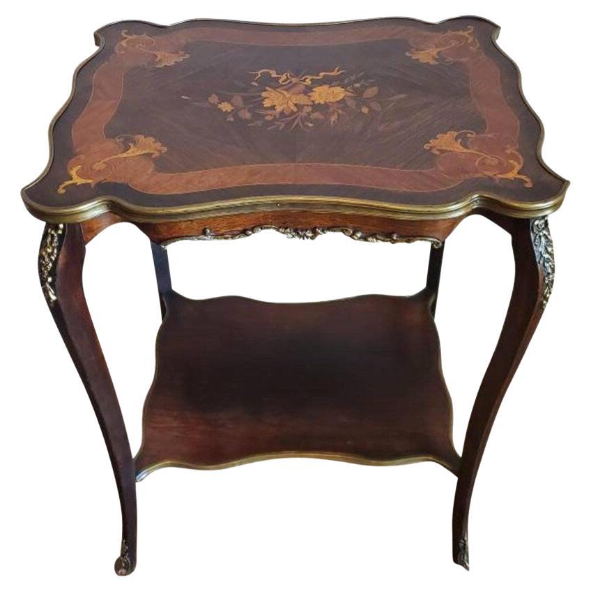 19th Century French Belle Époque Period Marquetry Tiered Table