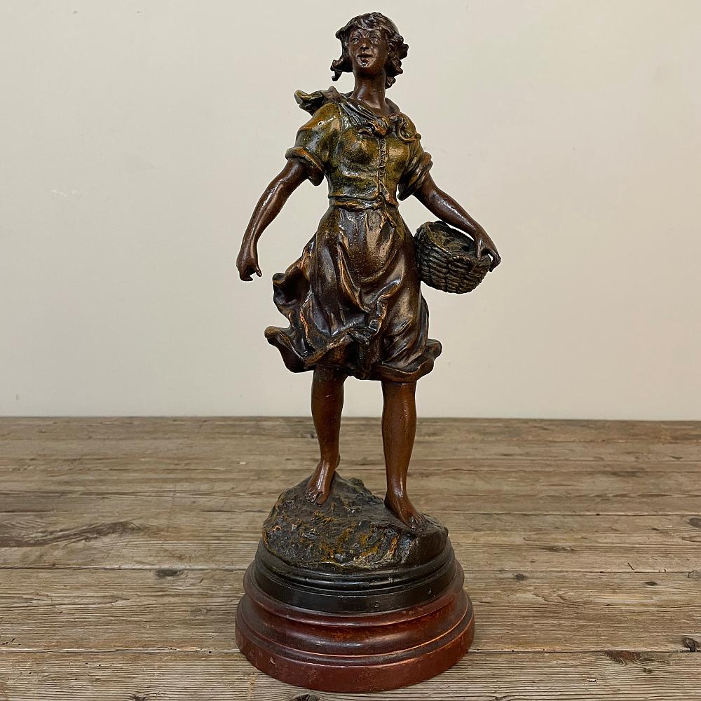 Spelter 19th Century French Belle Epoque Statue by Victor Rousseau For Sale