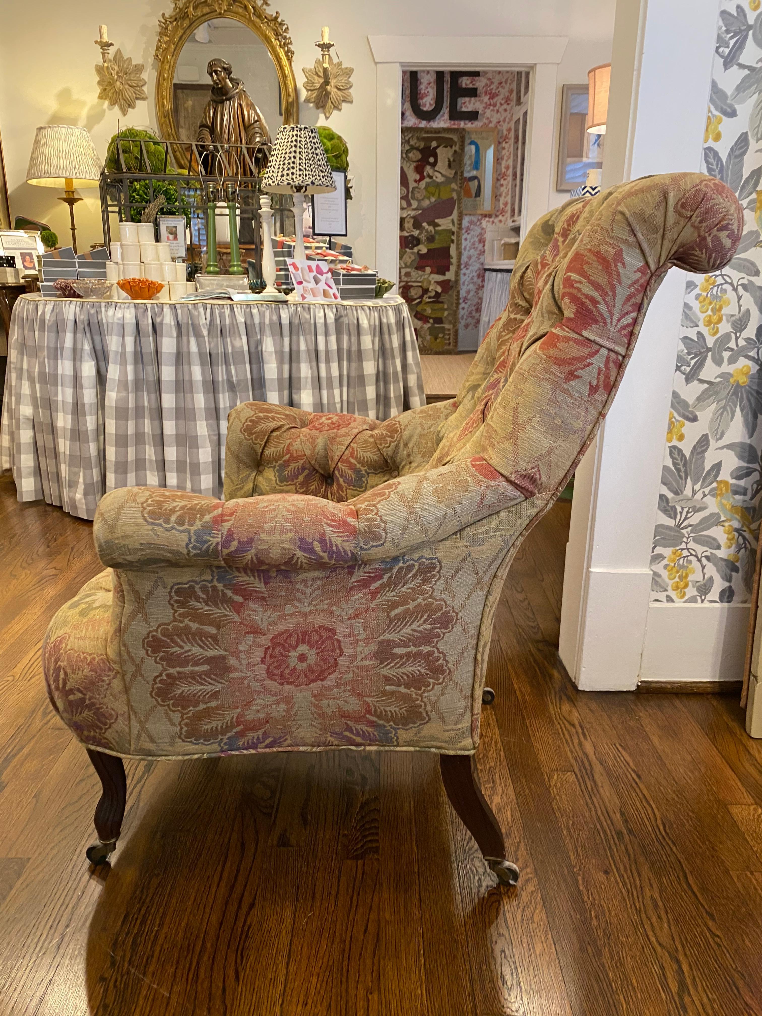 19th Century French Belle Epoque Tufted Armchair In Excellent Condition For Sale In Houston, TX