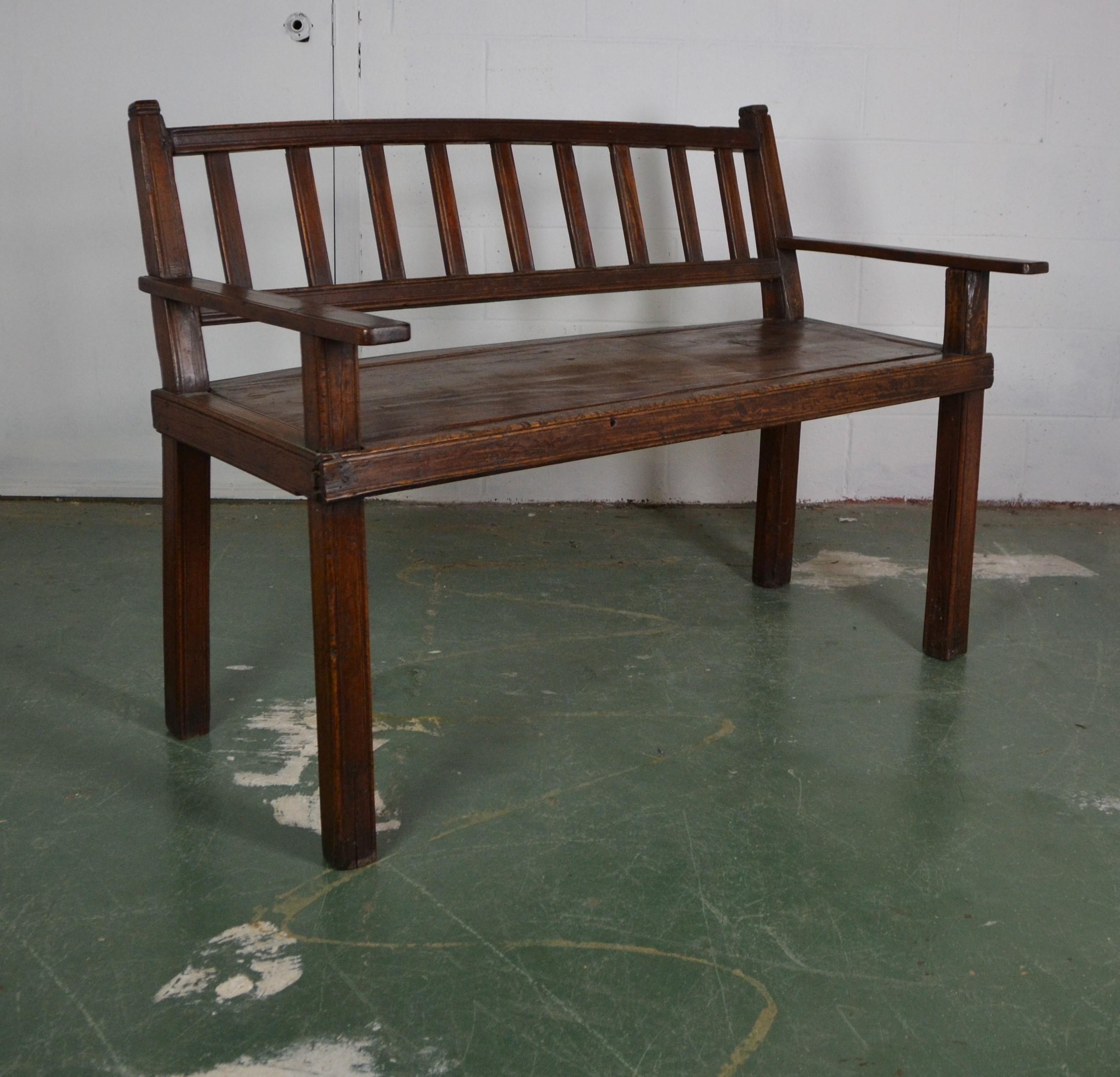19th century French bench. Simple straight lines.