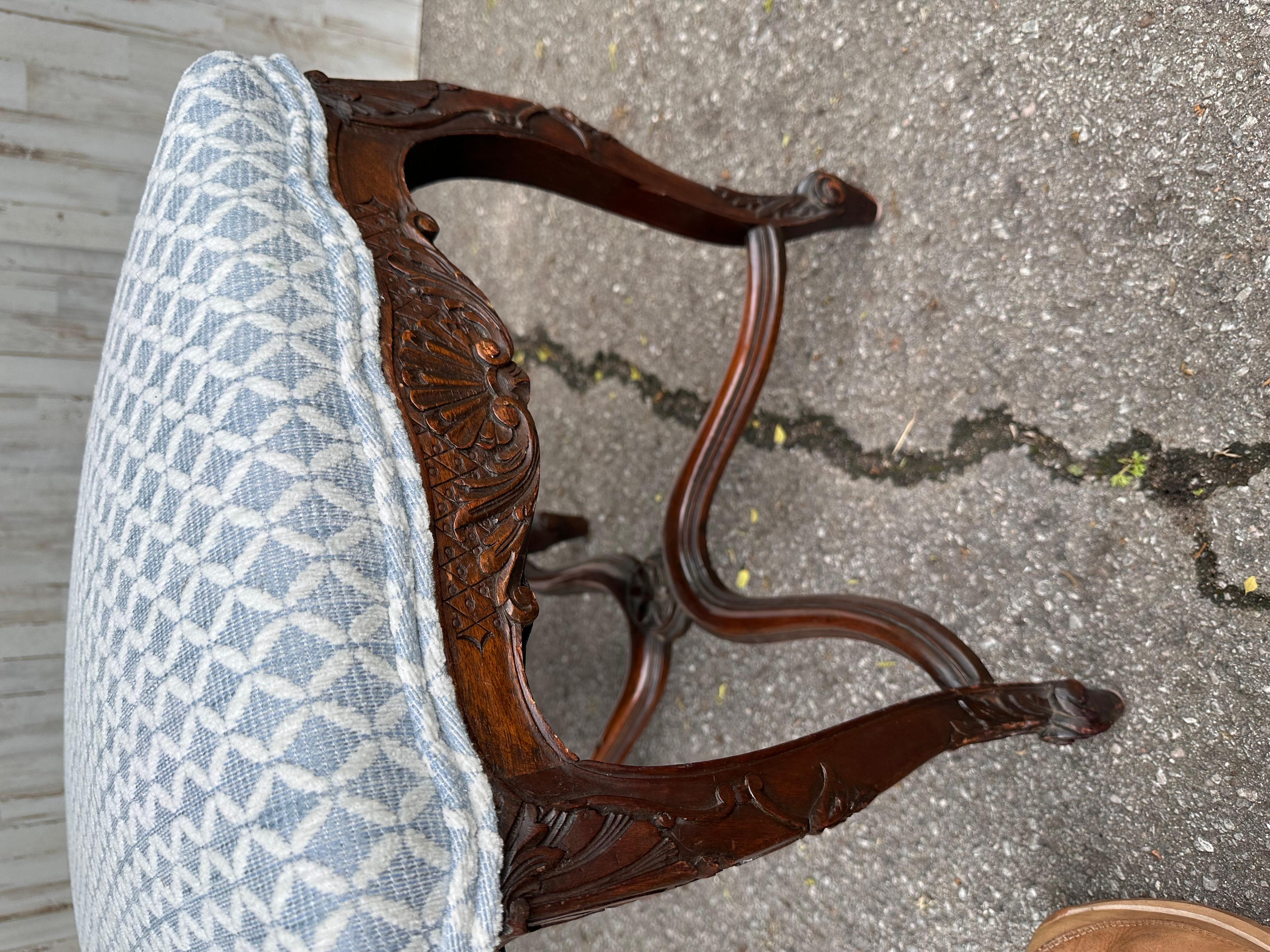 Fabric 19th Century French Bench With New Upholstery For Sale