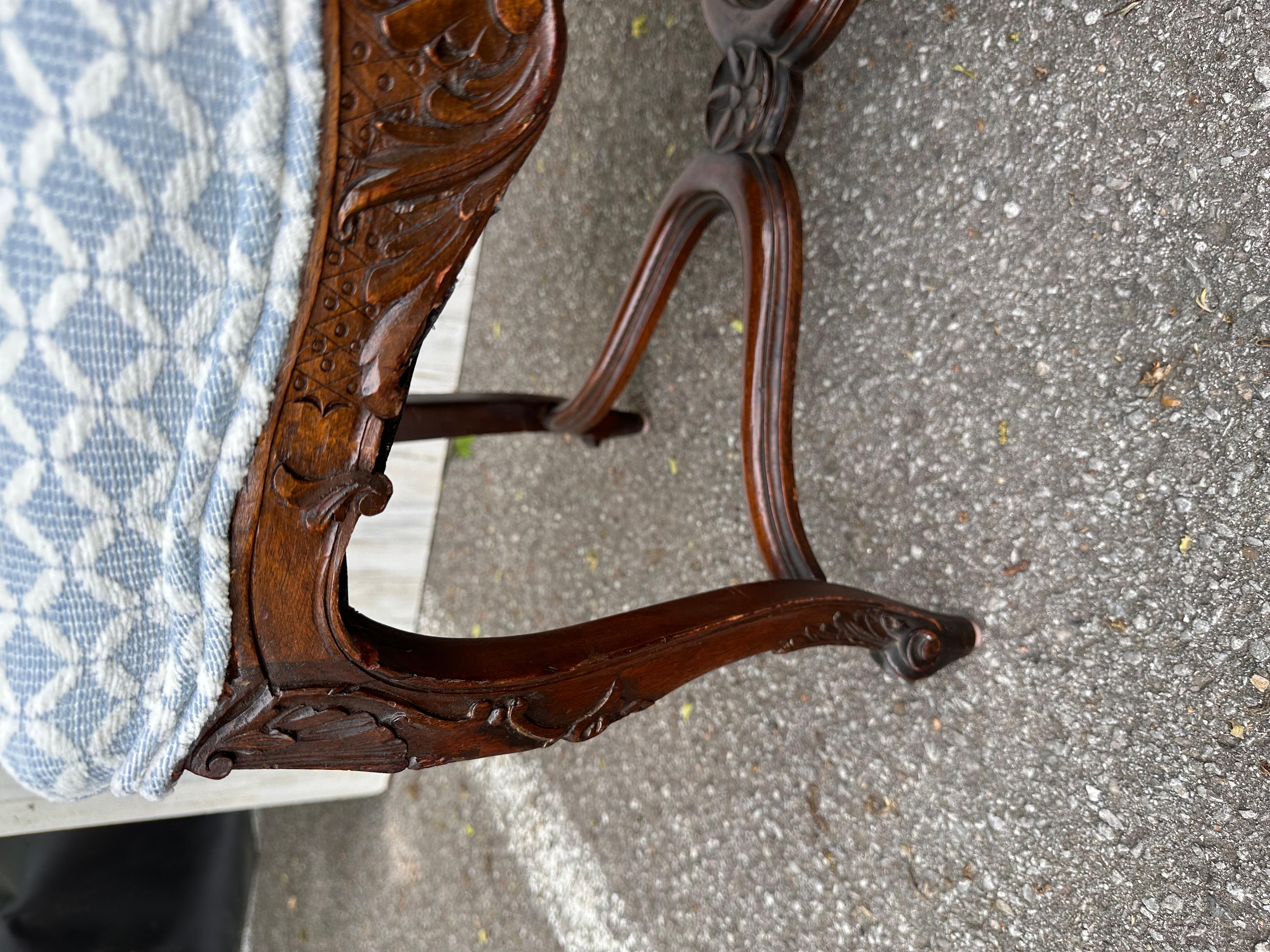 19th Century French Bench With New Upholstery For Sale 1
