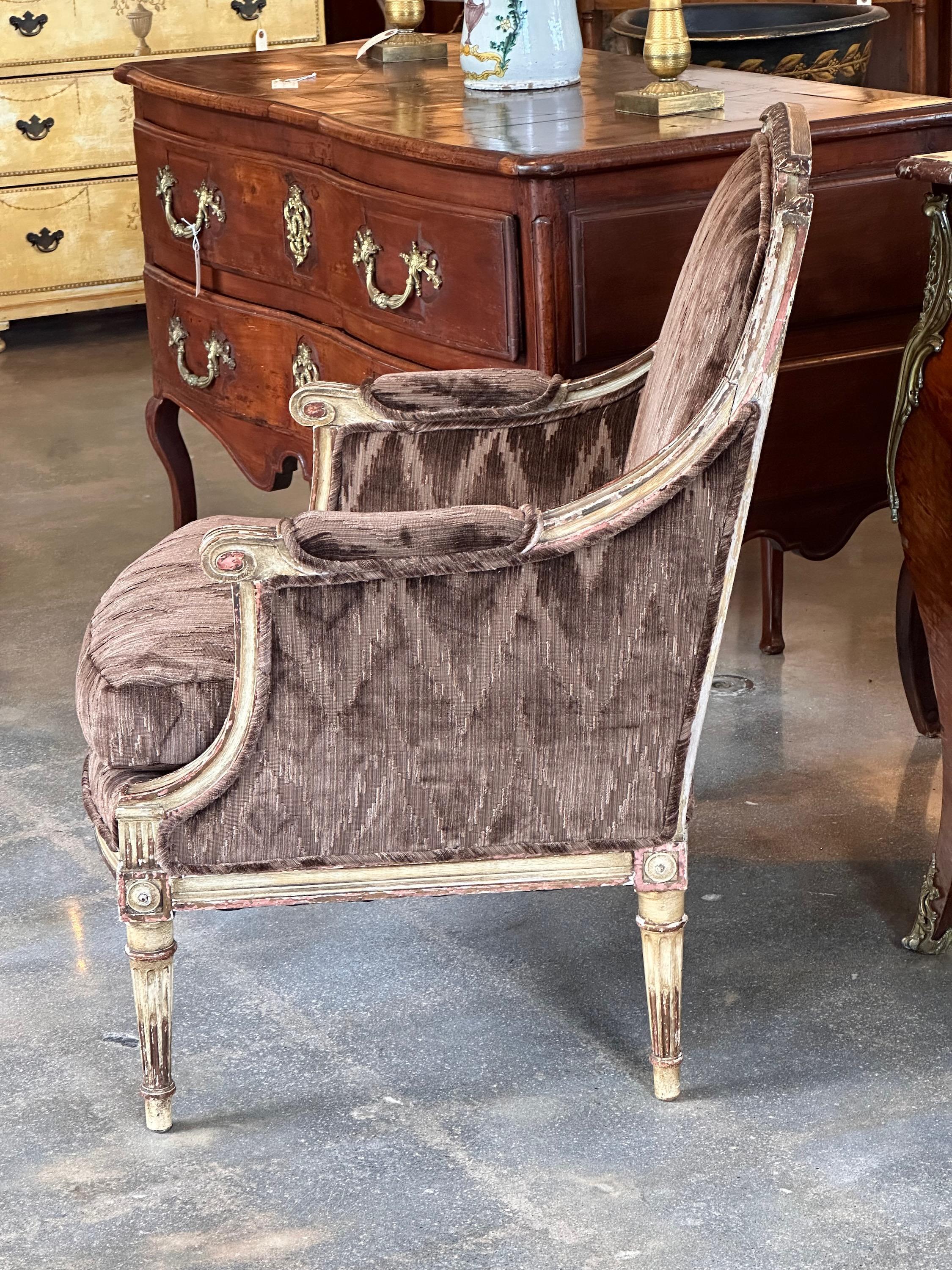 Upholstery 19th Century French Bergere Chair For Sale