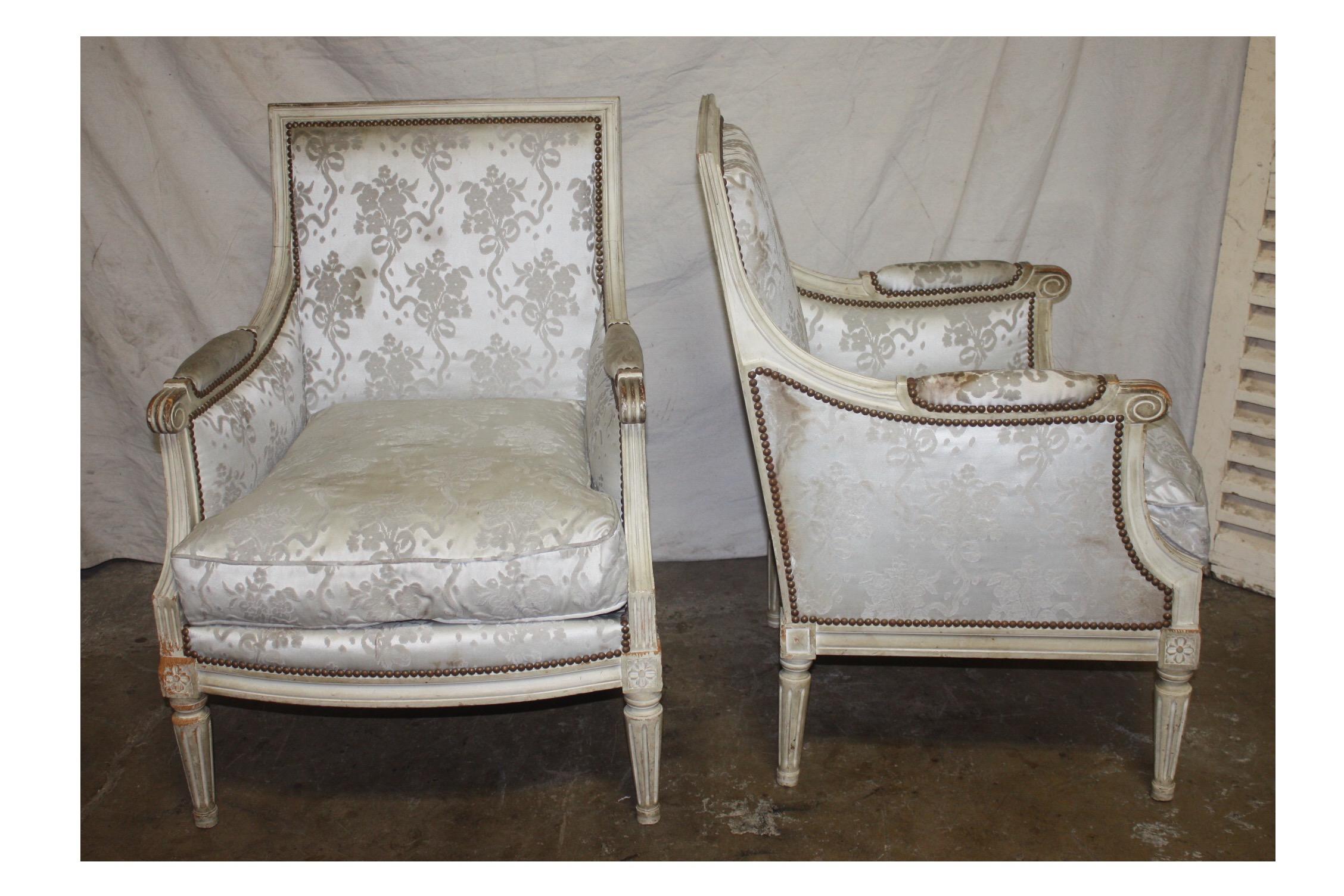 Wood 19th Century French Bergère Chairs