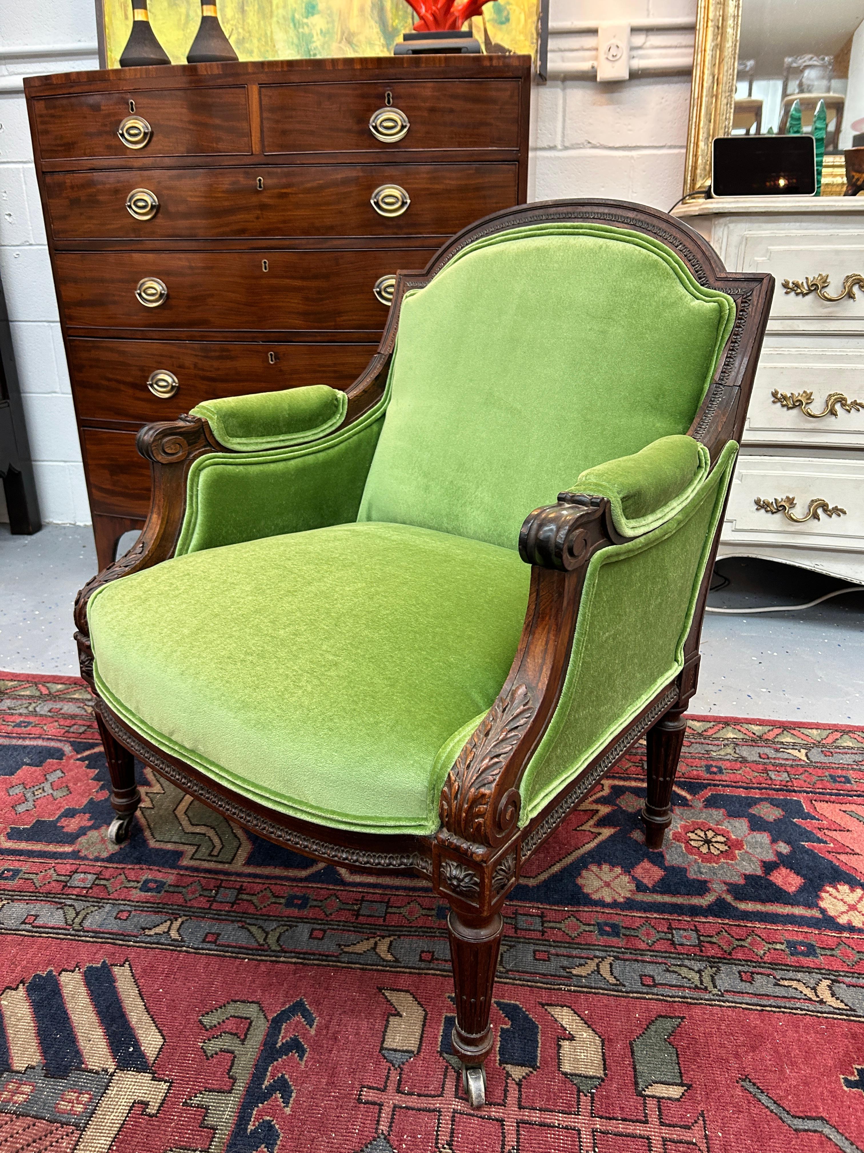 Louis XIV 19th Century French Bergere Rosewood Arm Chair  For Sale