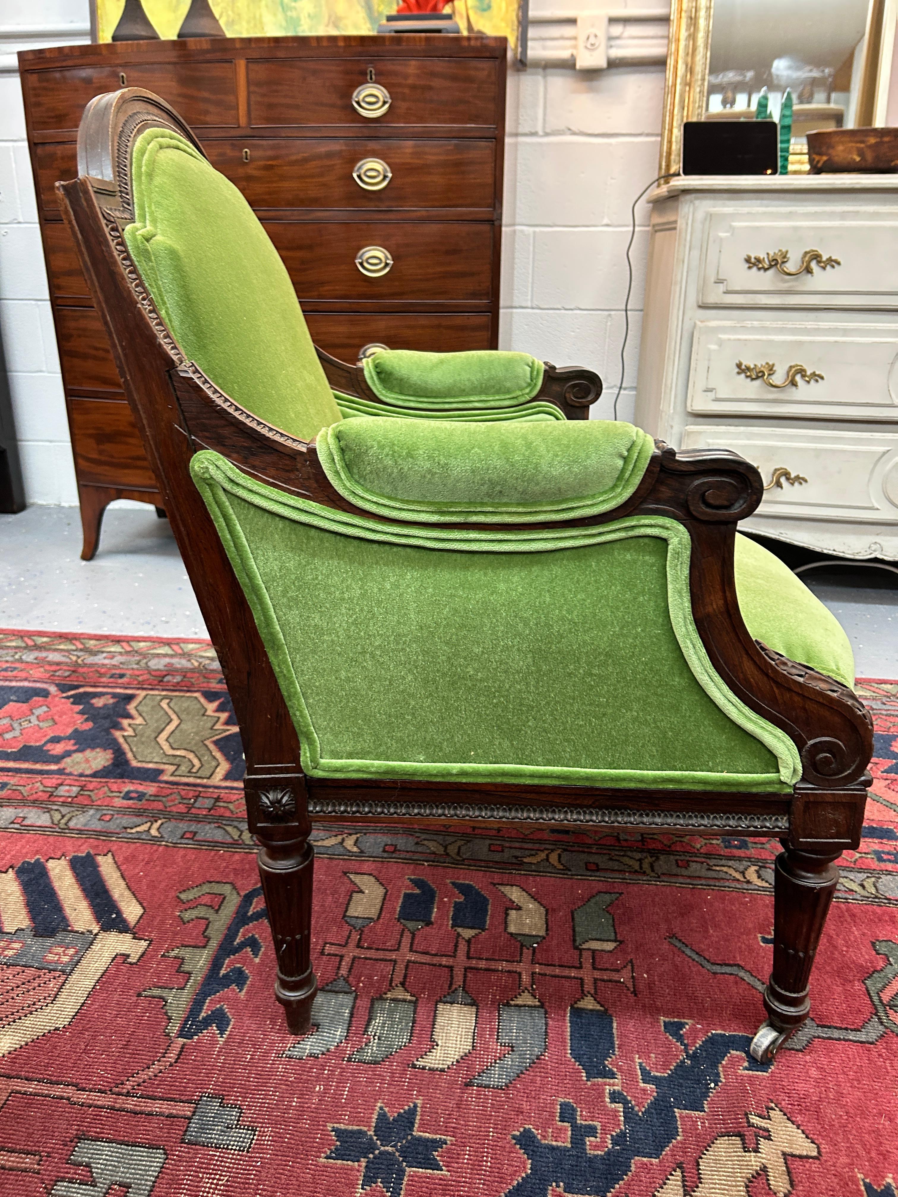 19th Century French Bergere Rosewood Arm Chair  For Sale 1