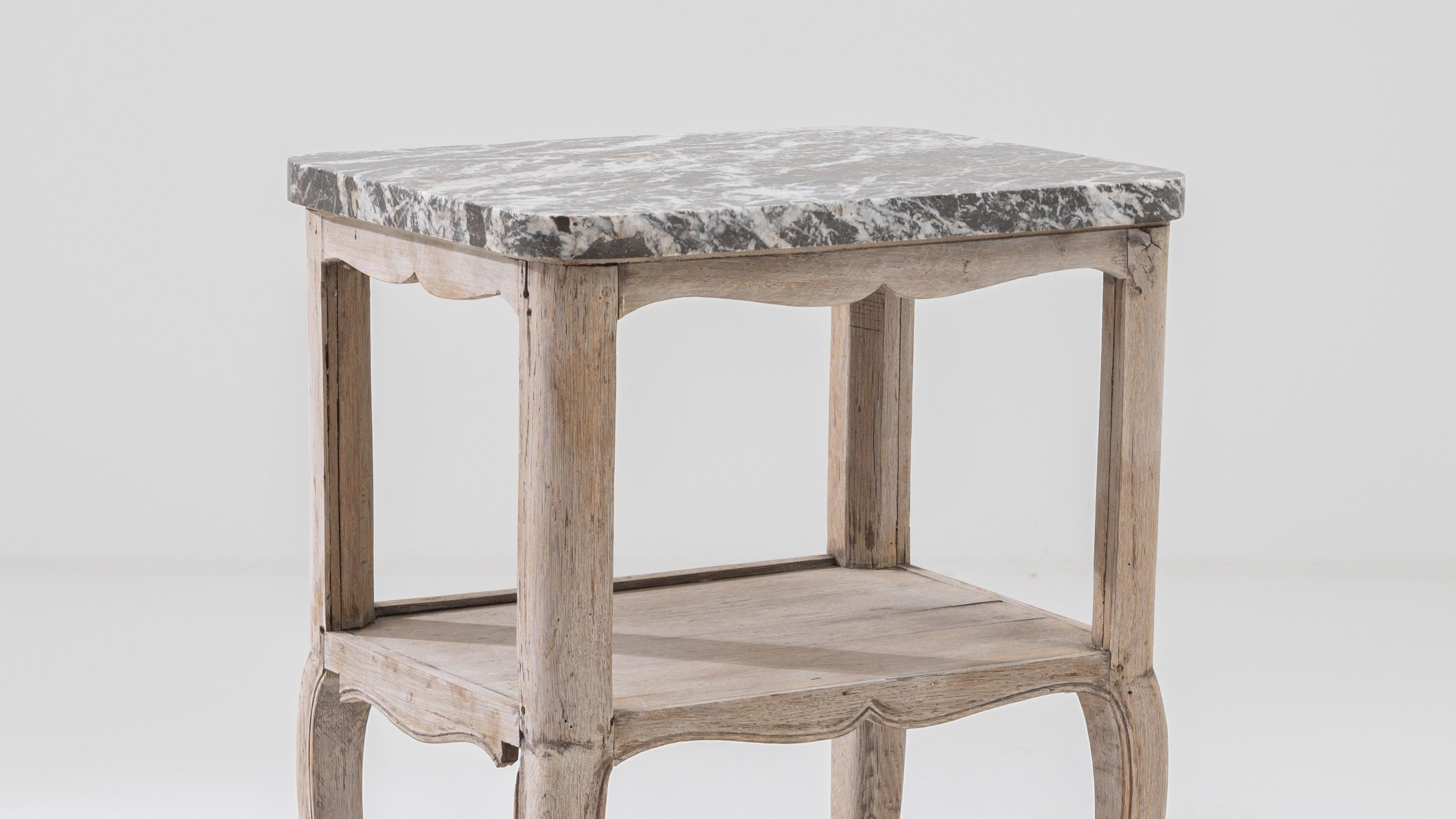 19th Century French Biche Bedside Table with Marble Top 2