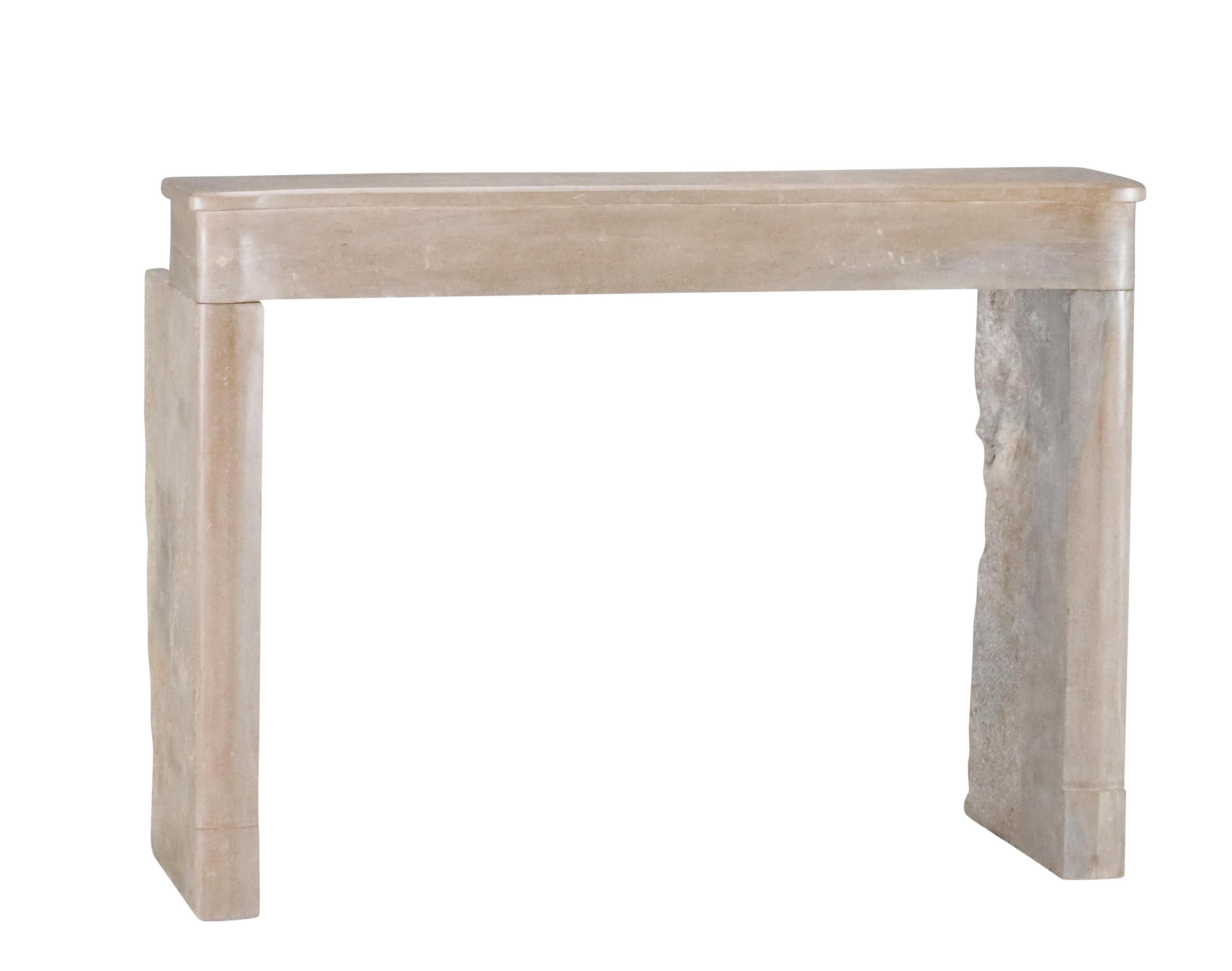 Cornice per caminetto in pietra bicolore francese del XIX secolo per un soggiorno moderno e lento in vendita 8