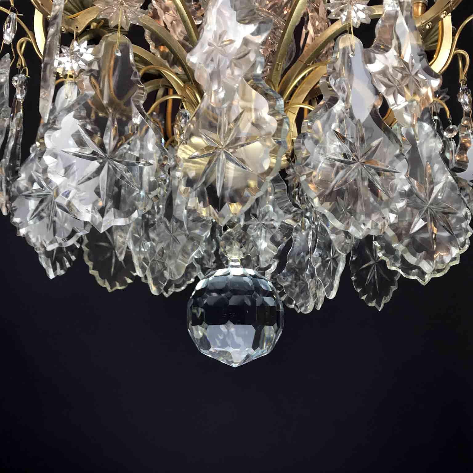 19th Century French Birdcage Chandelier Louis XV Style with Crystal Spires 7