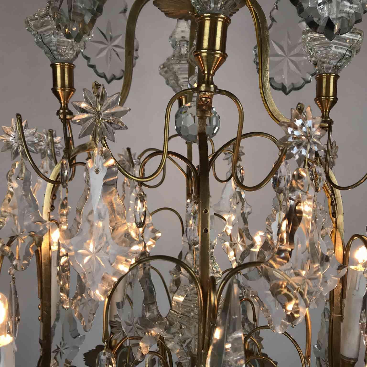 19th Century French Birdcage Chandelier Louis XV Style with Crystal Spires 11