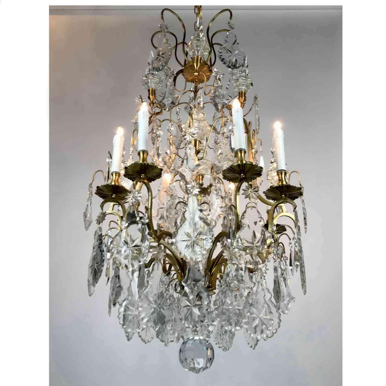 19th Century French Birdcage Chandelier Louis XV Style with Crystal Spires 12