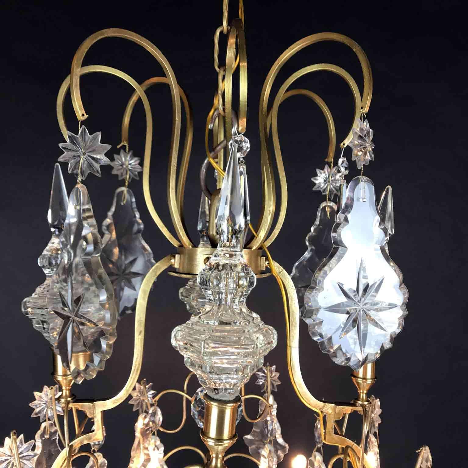 19th Century French Birdcage Chandelier Louis XV Style with Crystal Spires 4