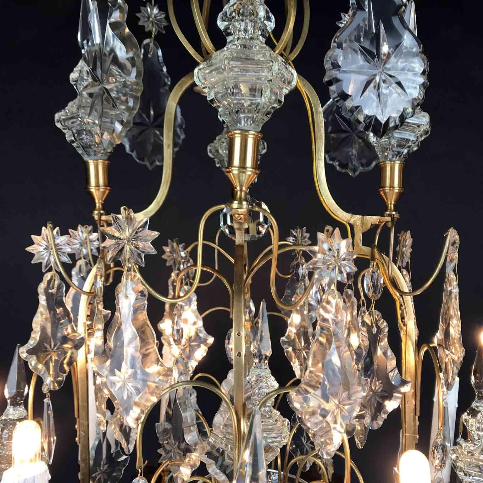 19th Century French Birdcage Chandelier Louis XV Style with Crystal Spires 5