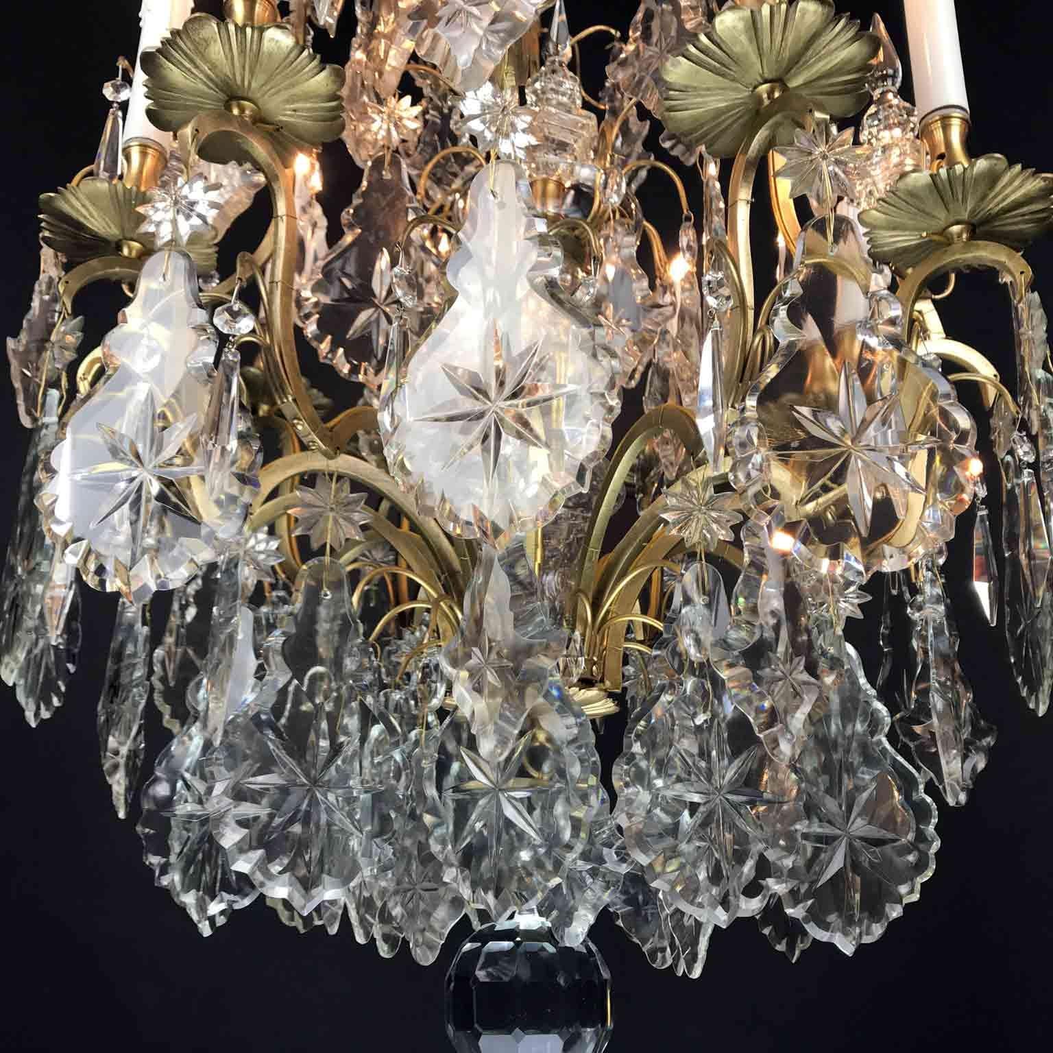 19th Century French Birdcage Chandelier Louis XV Style with Crystal Spires 6