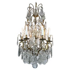 Antique 19th Century French Birdcage Chandelier Louis XV Style with Crystal Spires