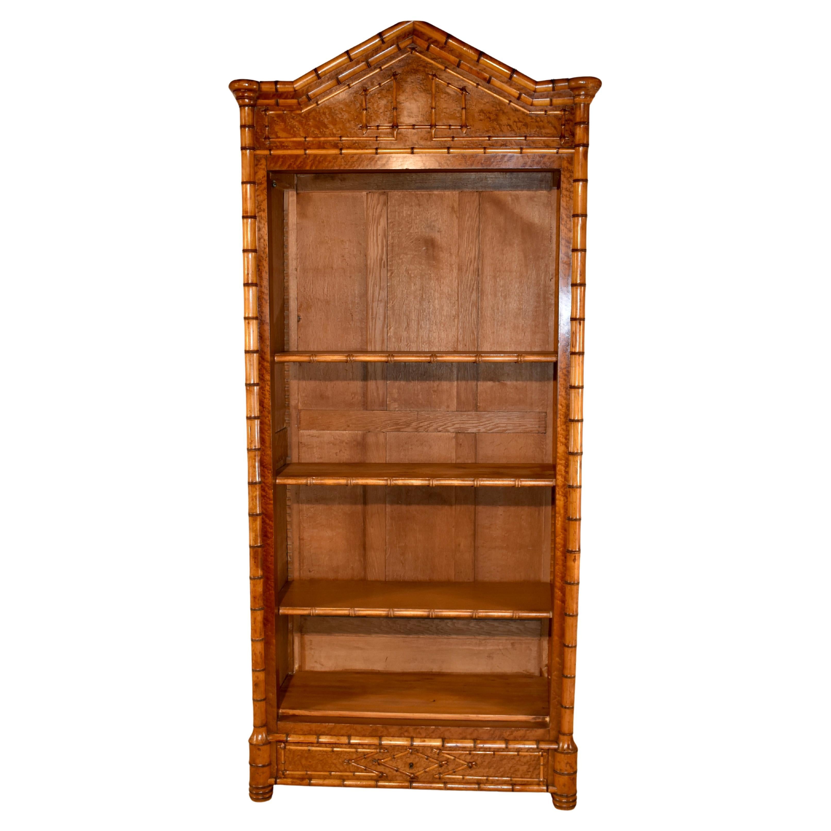 19th Century French Bird's Eye Maple and Cherry Bookcase