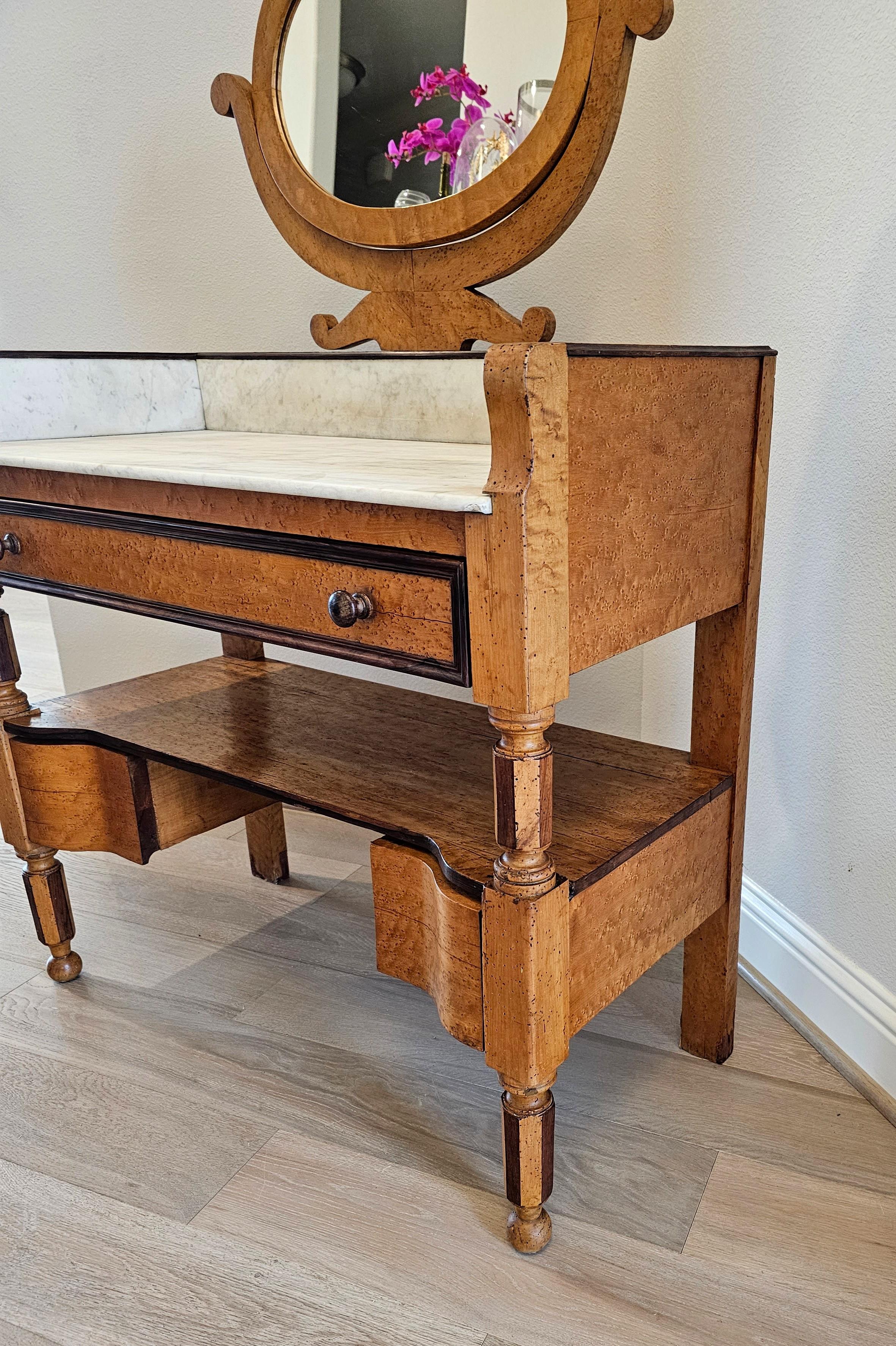 19th Century French Birdseye Maple Wash Stand Vanity Console 2