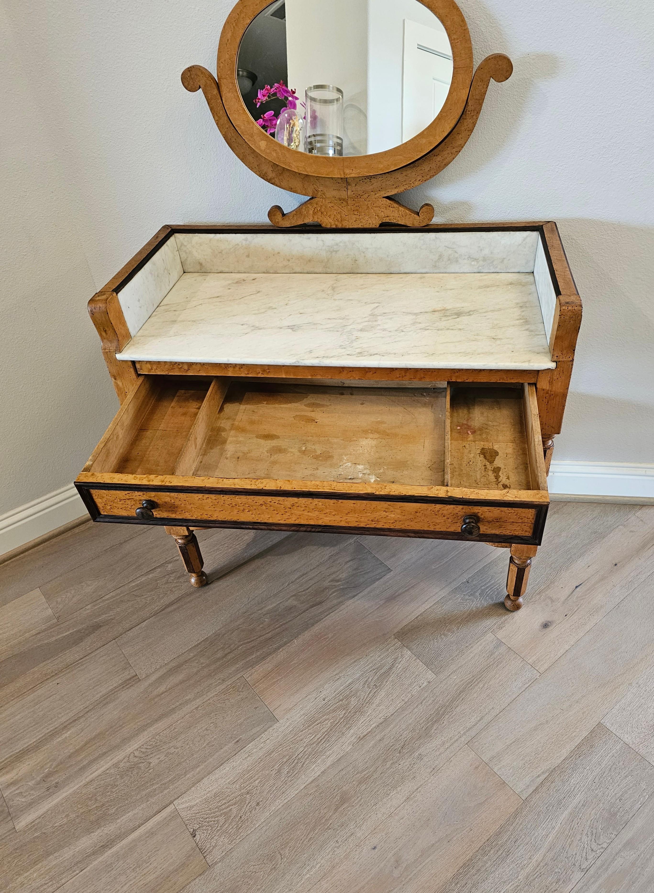 19th Century French Birdseye Maple Wash Stand Vanity Console 4