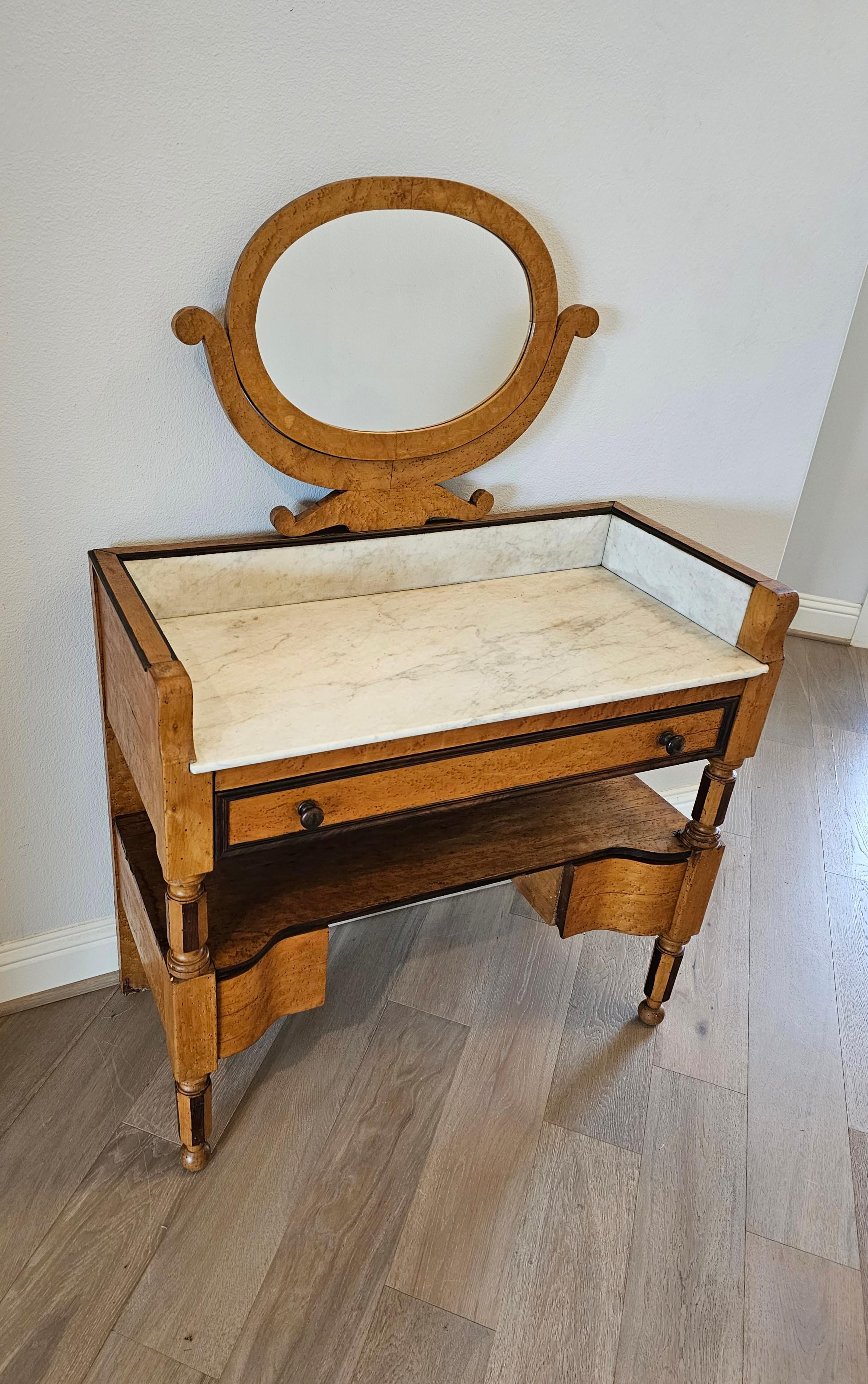 19th Century French Birdseye Maple Wash Stand Vanity Console 7