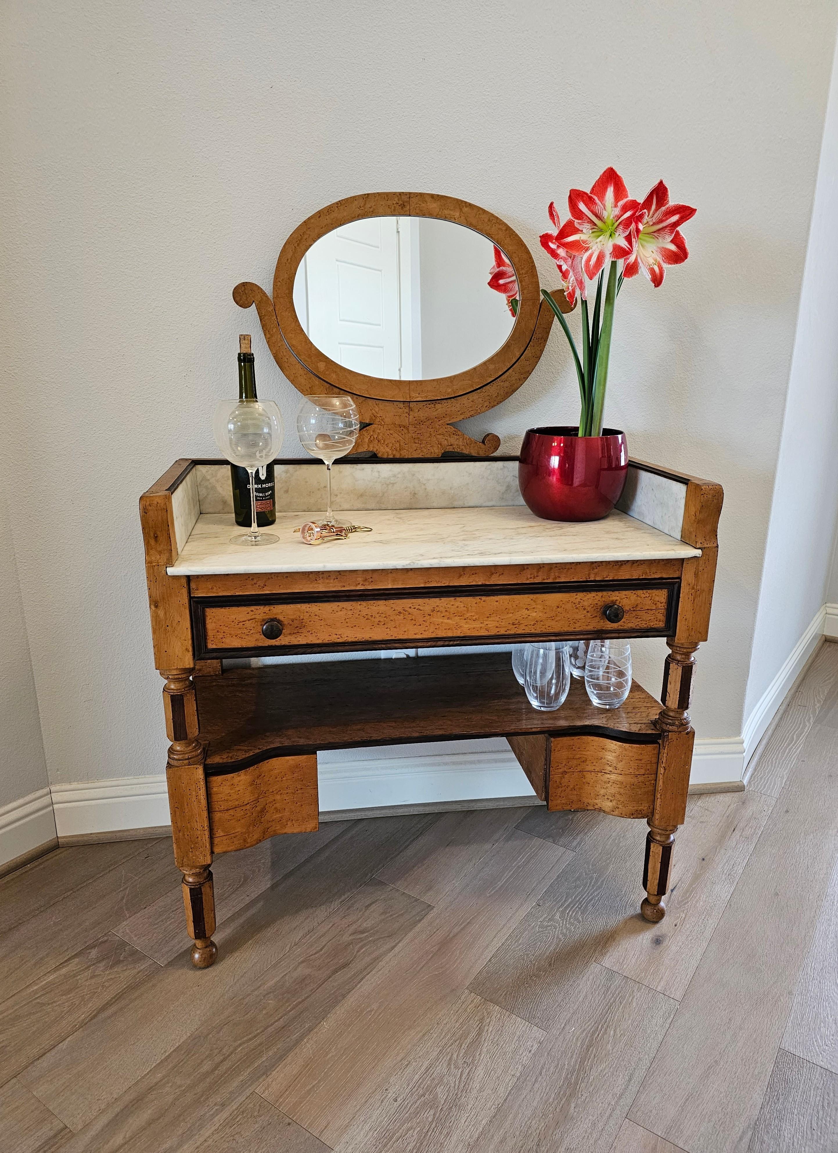 19th Century French Birdseye Maple Wash Stand Vanity Console 10