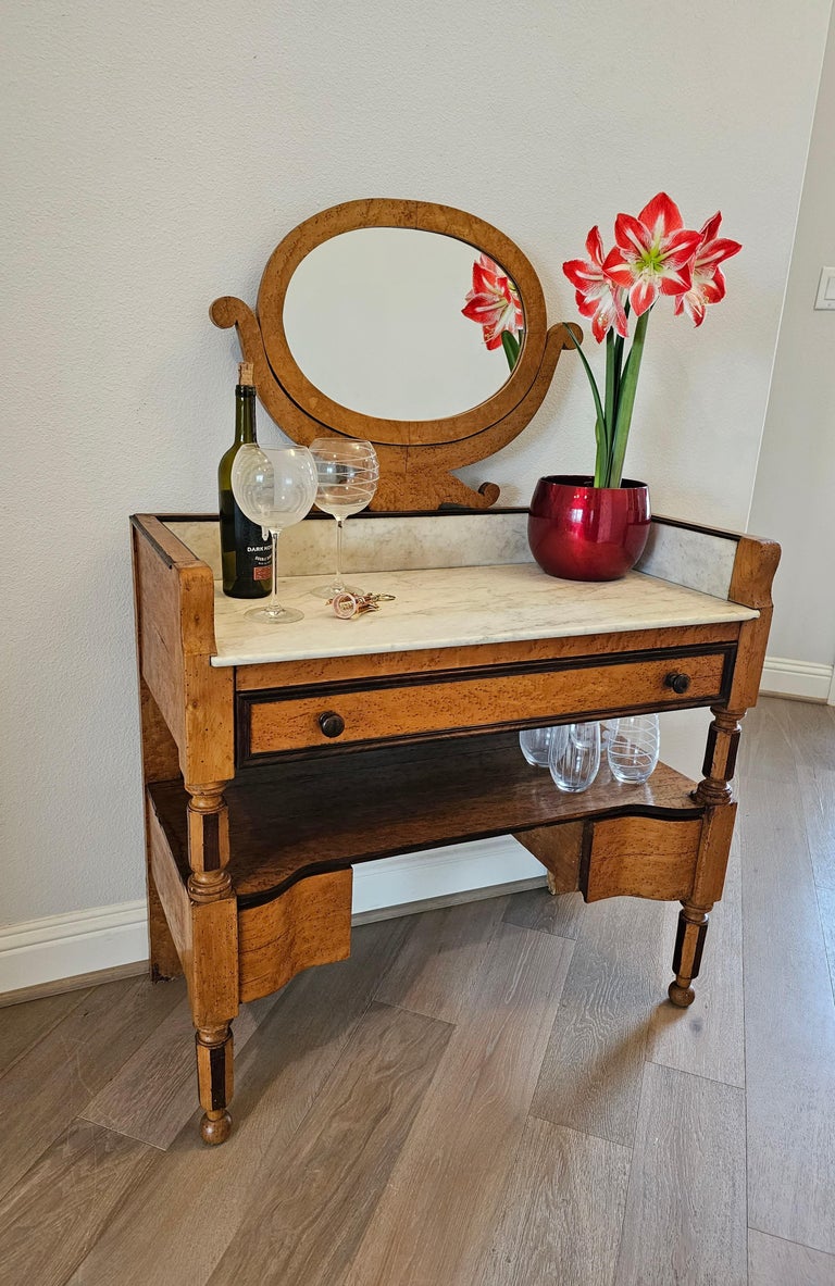 19th Century French Birdseye Maple Wash Stand Vanity Console For Sale ...