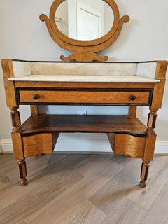 19th Century French Birdseye Maple Wash Stand Vanity Console